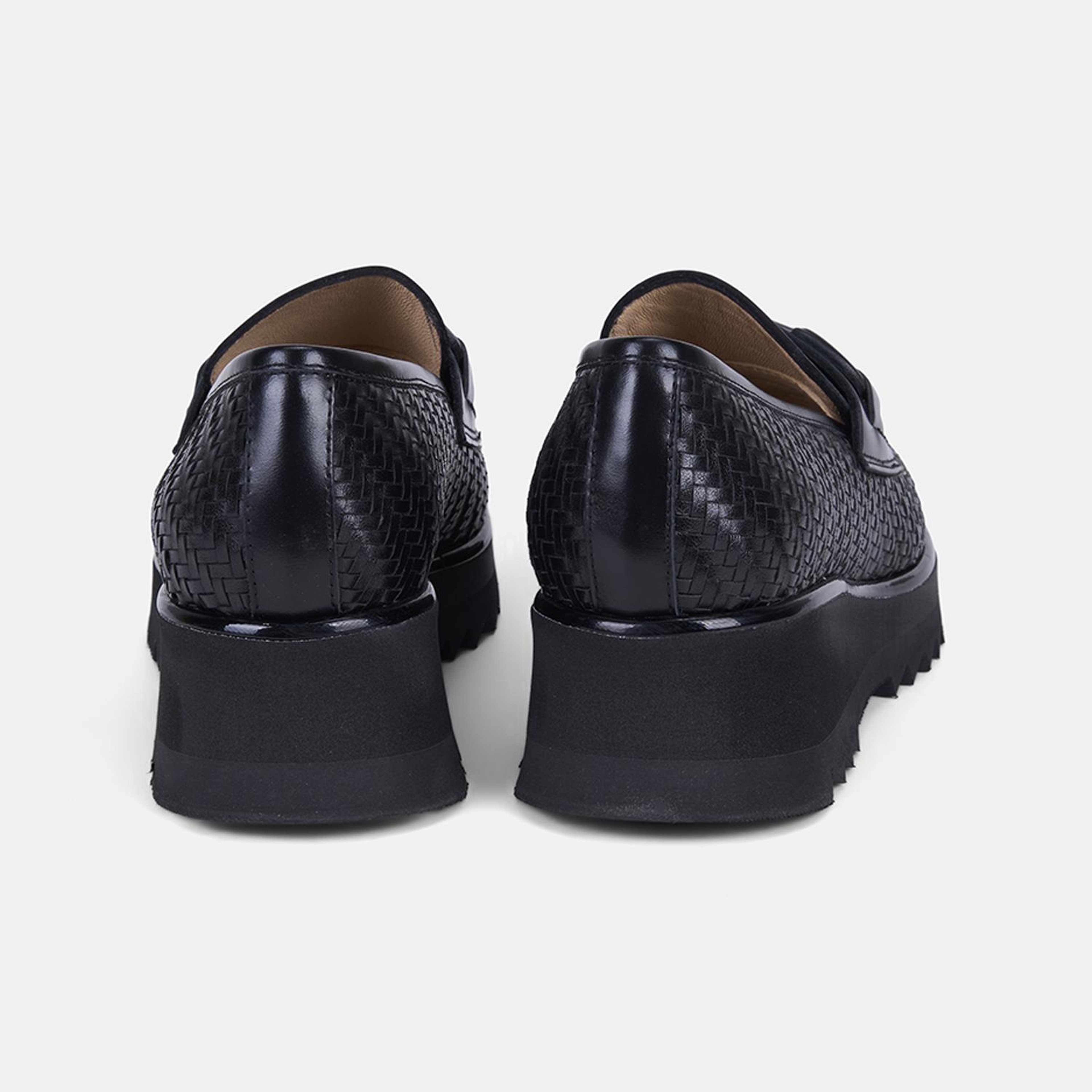 Luca Grossi Kadın Siyah Örgü Desenli Dolgu Topuklu Loafer