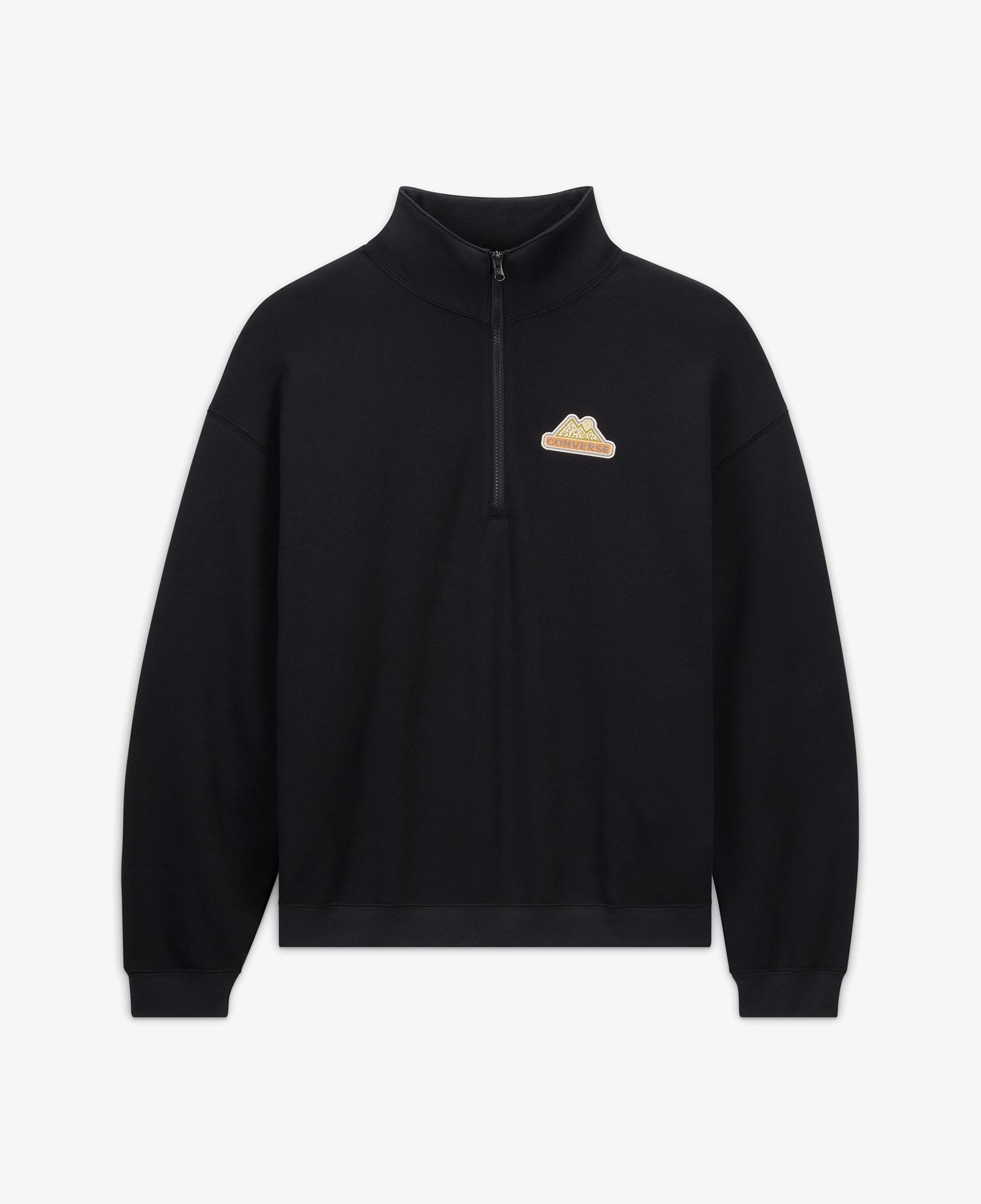 Converse Erkek Loose Fit Yarım Fermuarlı Siyah Sweatshirt