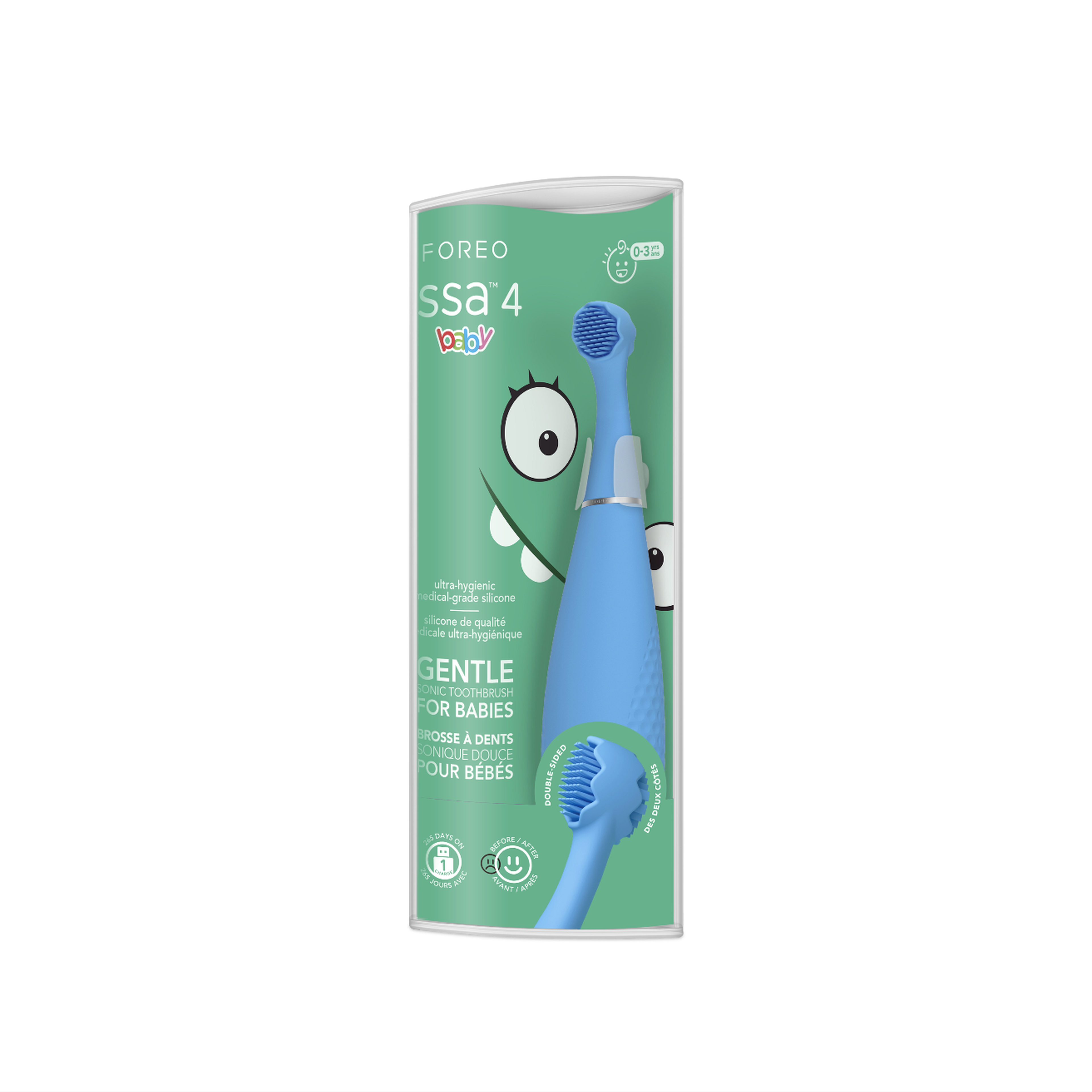 FOREO ISSA 4 baby - Bebekler İçin Sonic Diş Fırçası , Bubble Blue Dino