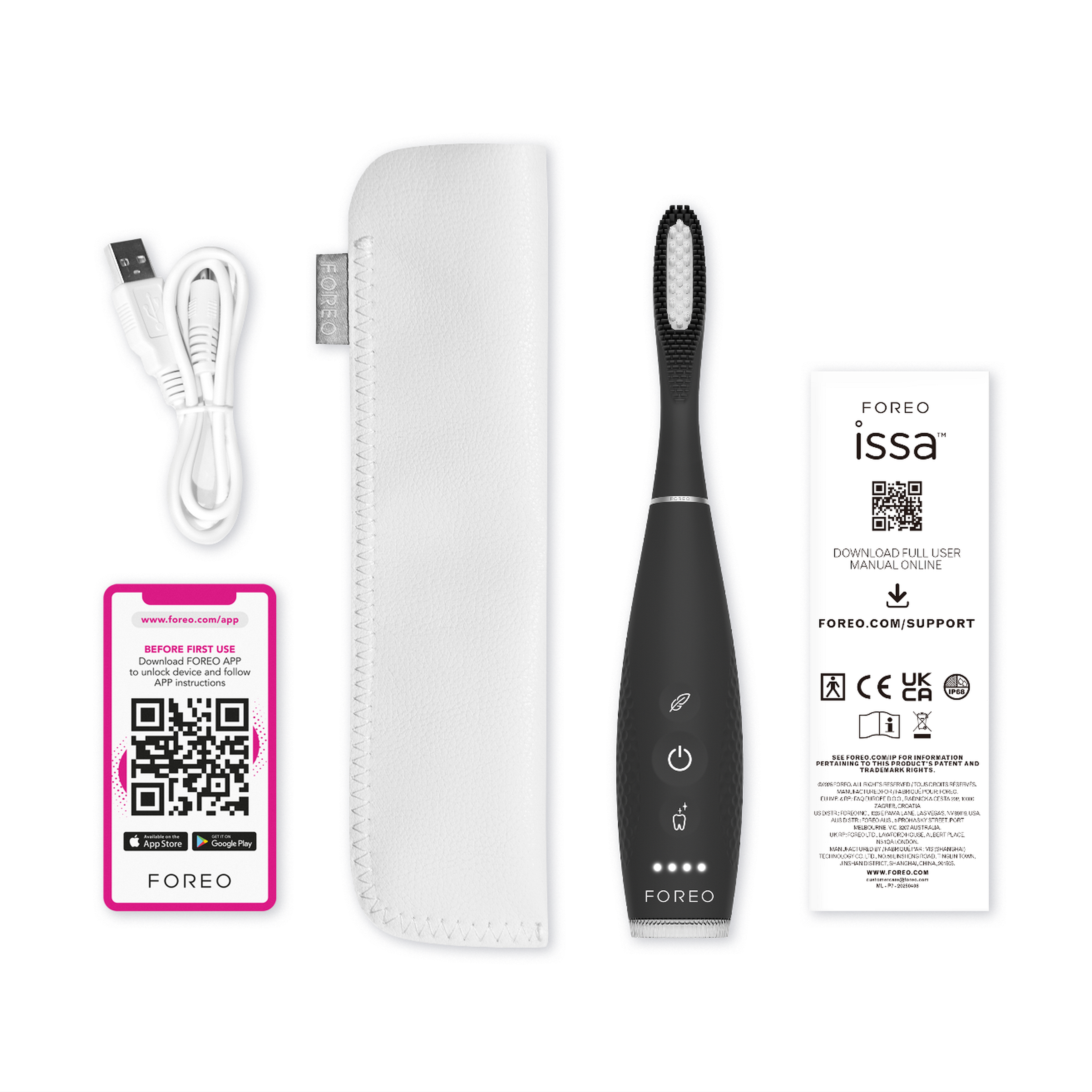 FOREO ISSA 4 Plus Akıllı Hybrid Silikon Sonik Diş Fırçası,Black