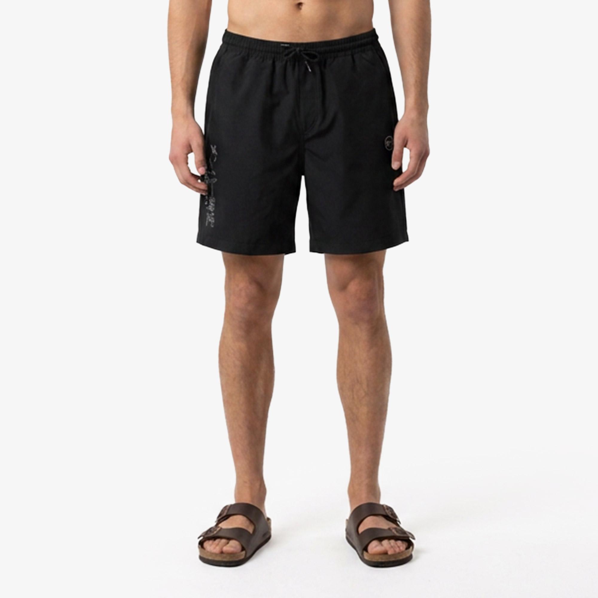 UNITED4 Regular Fit Erkek Siyah Deniz Şortu