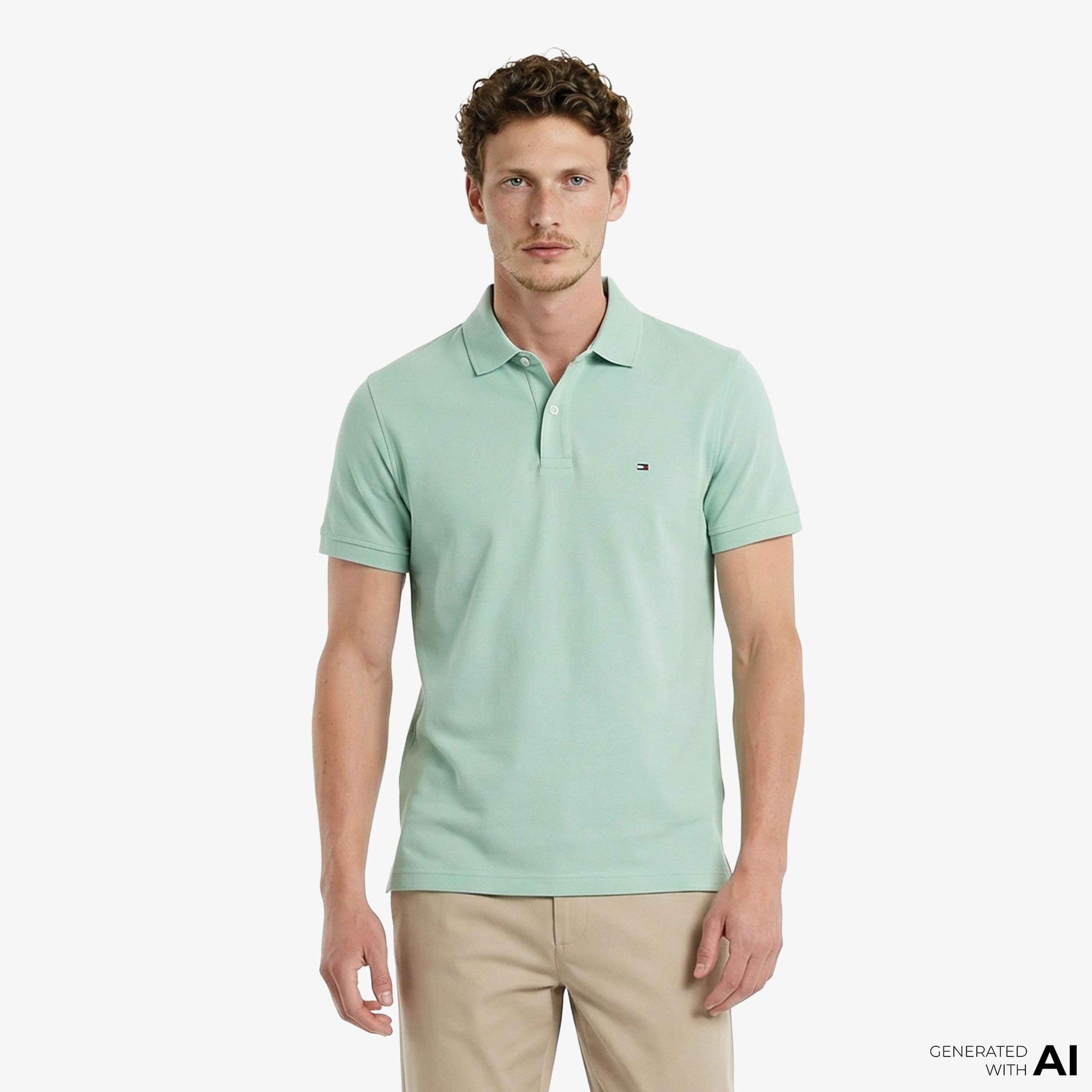 Tommy Hilfiger Core Essentials Erkek Yeşil Polo Yaka T-Shirt
