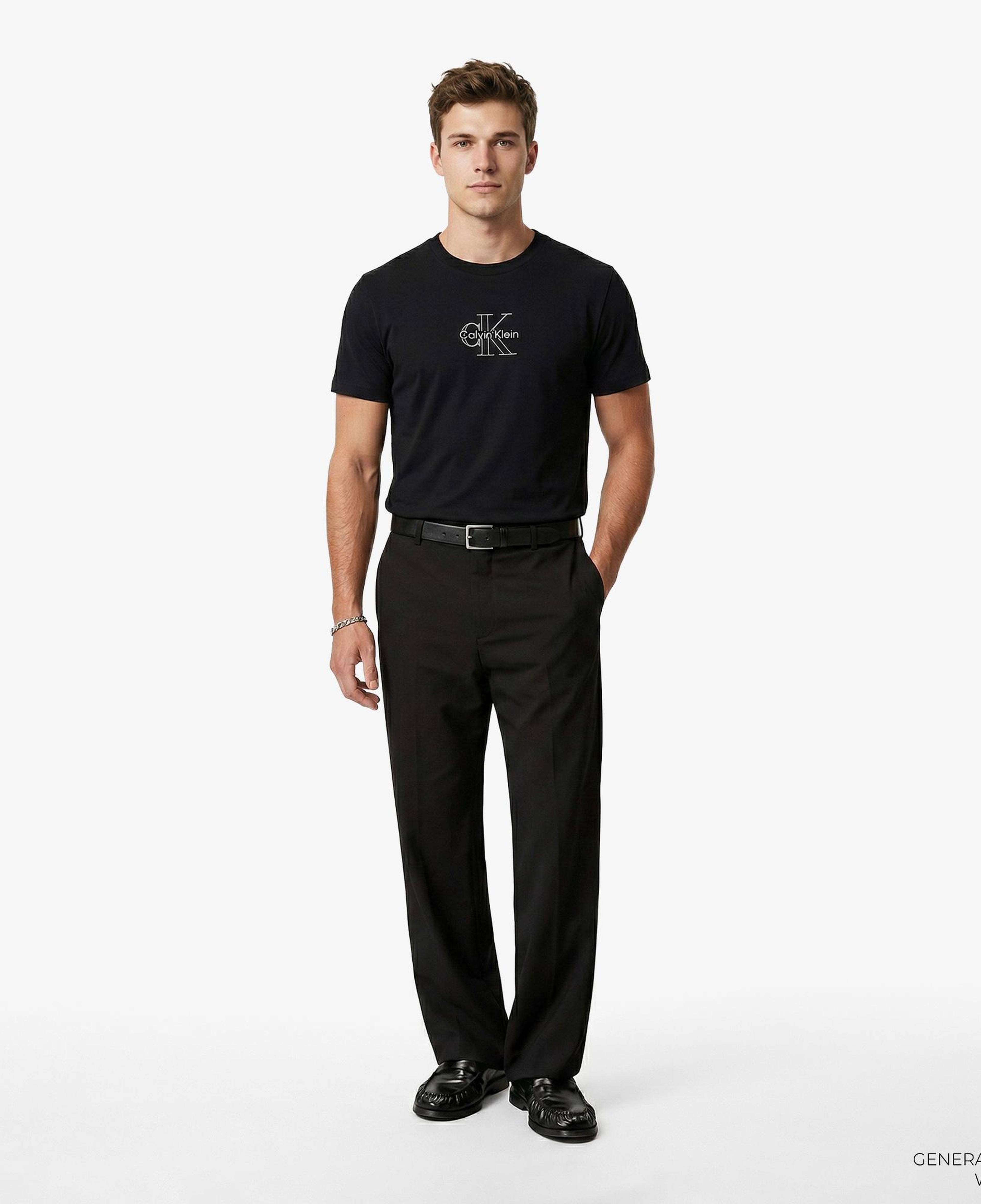 Calvin Klein Classic Foil Monologo Kadın Siyah T-Shirt