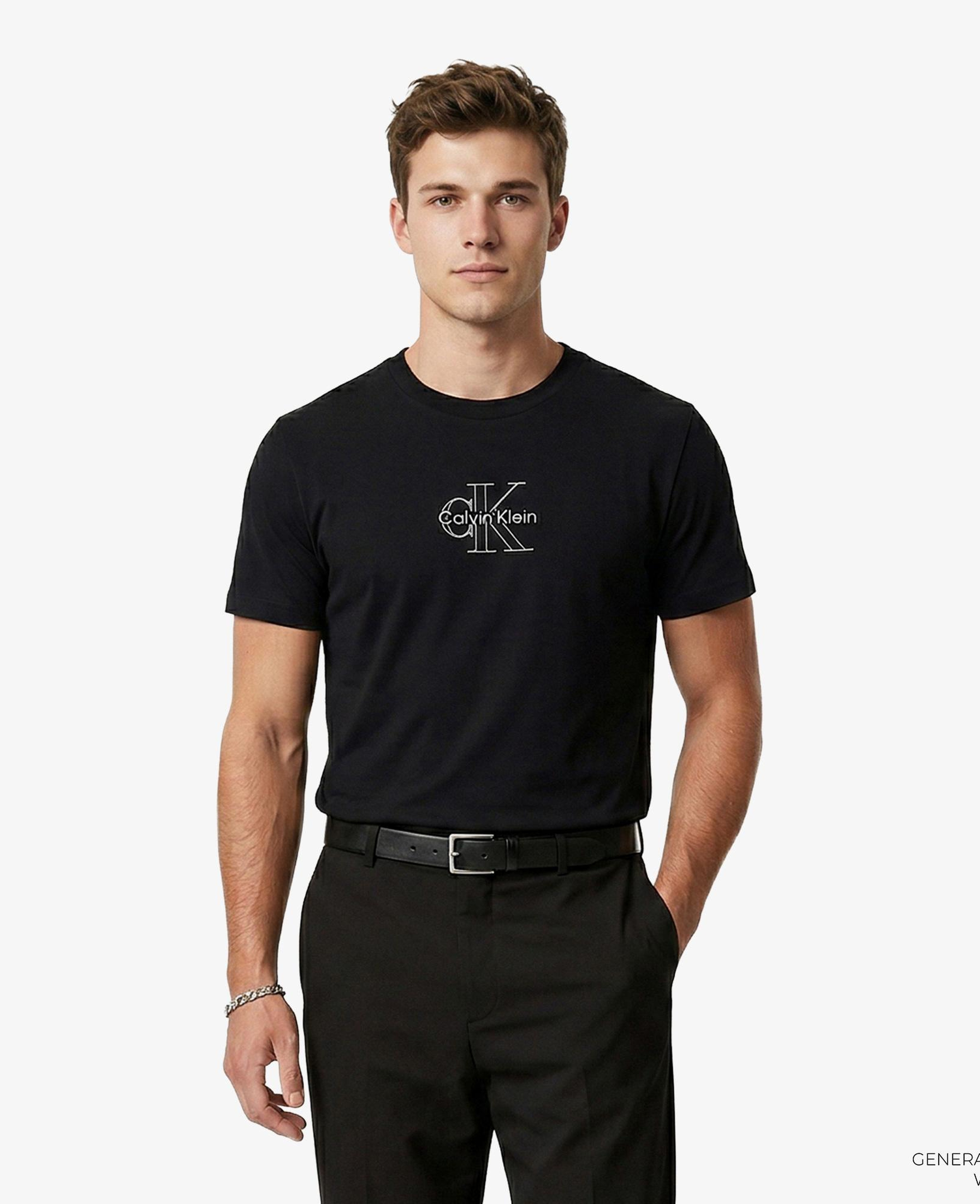 Calvin Klein Classic Foil Monologo Kadın Siyah T-Shirt
