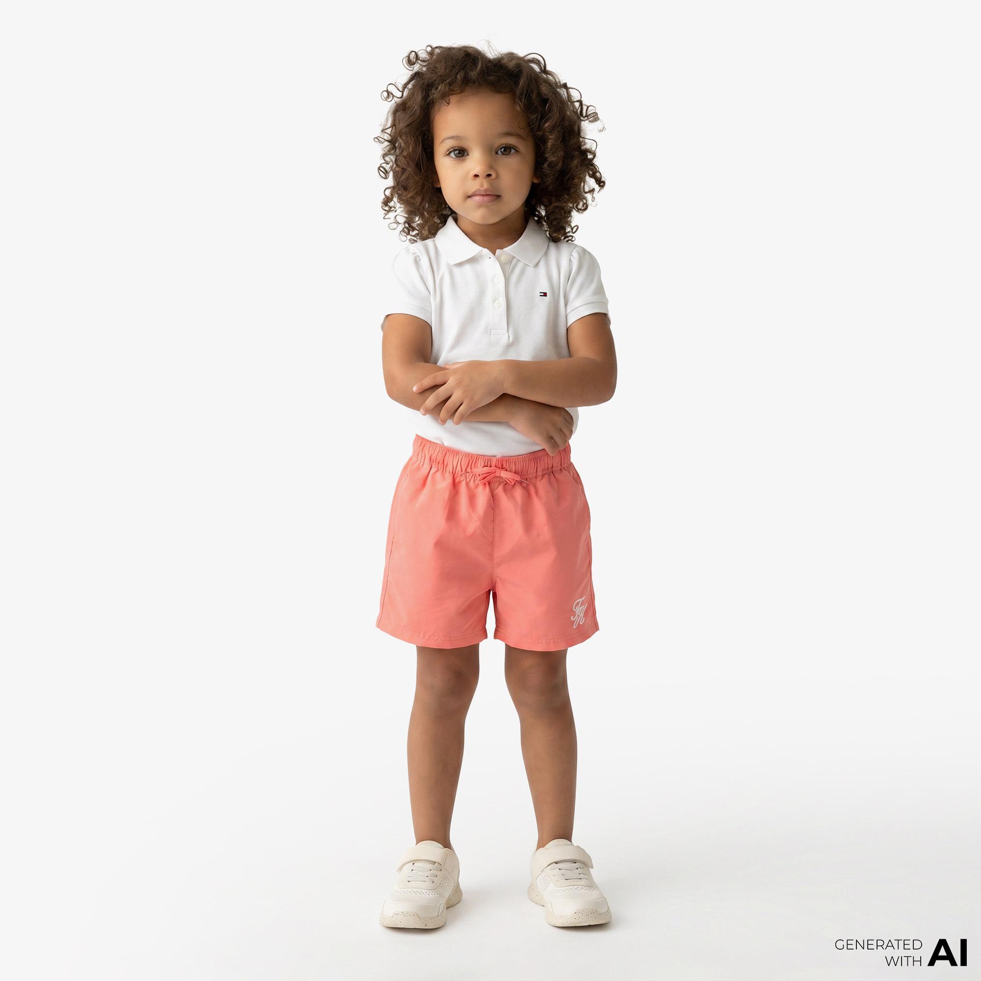 Tommy Hilfiger Script Çocuk Pembe Deniz Şortu