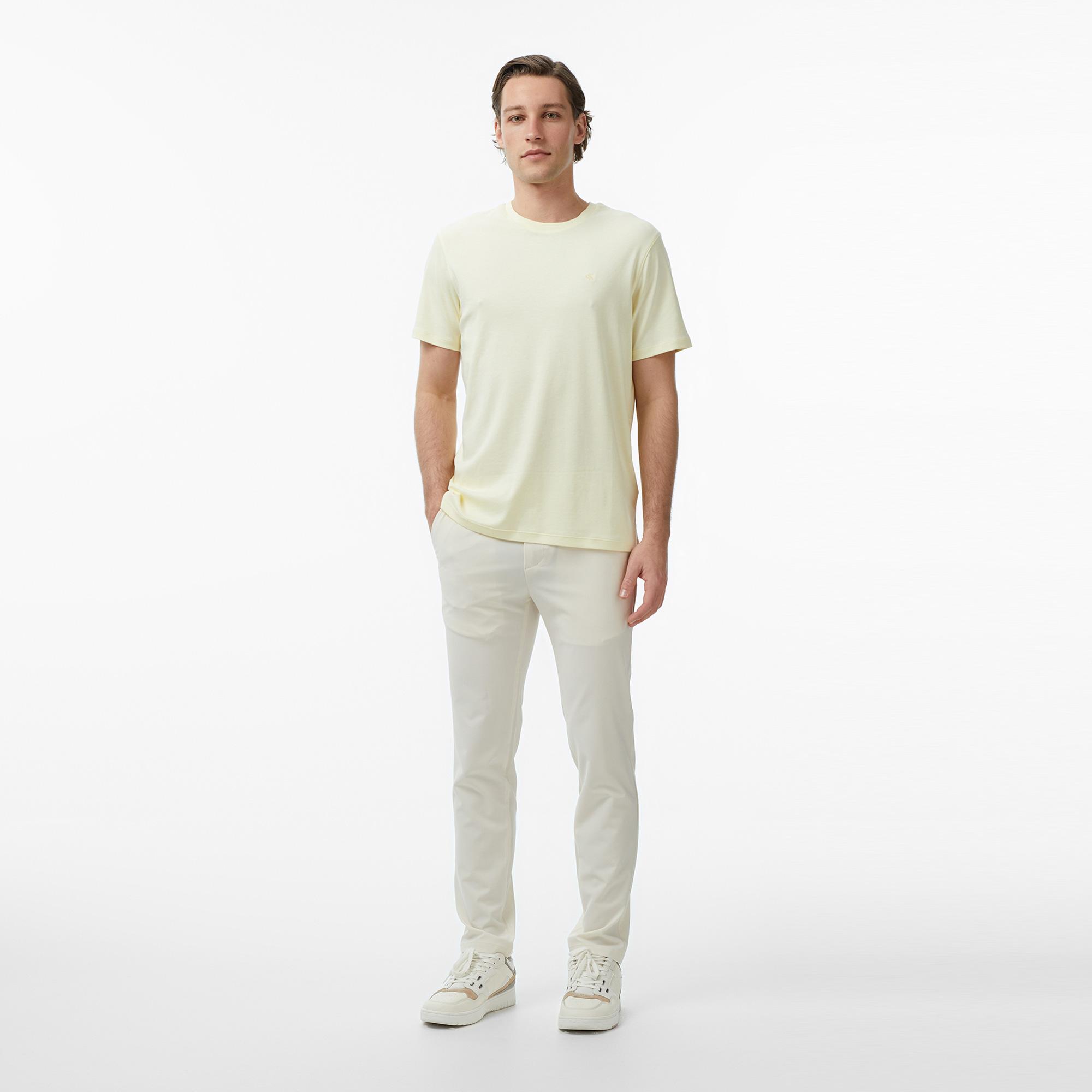 Calvin Klein Supima Chest Emblem Crewneck  Erkek Sarı T-Shirt
