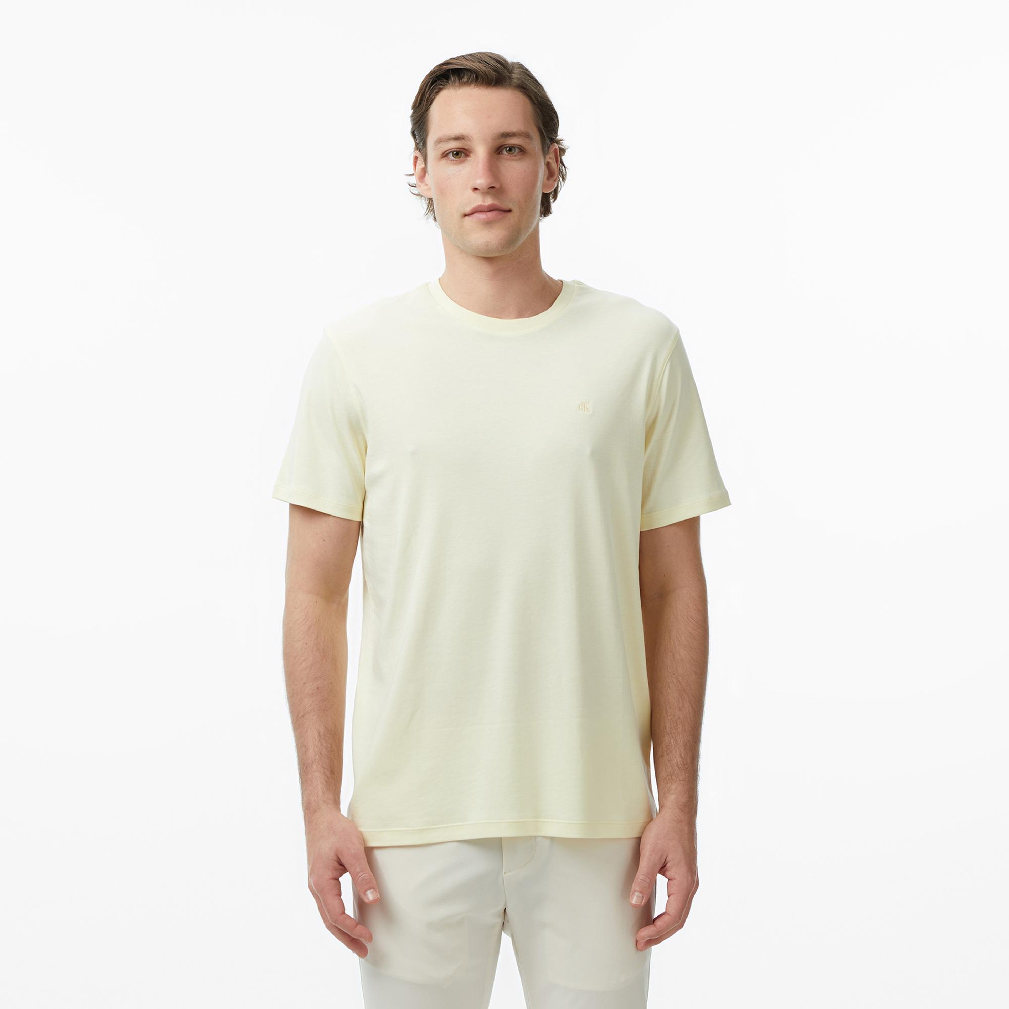Calvin Klein Supima Chest Emblem Crewneck  Erkek Sarı T-Shirt