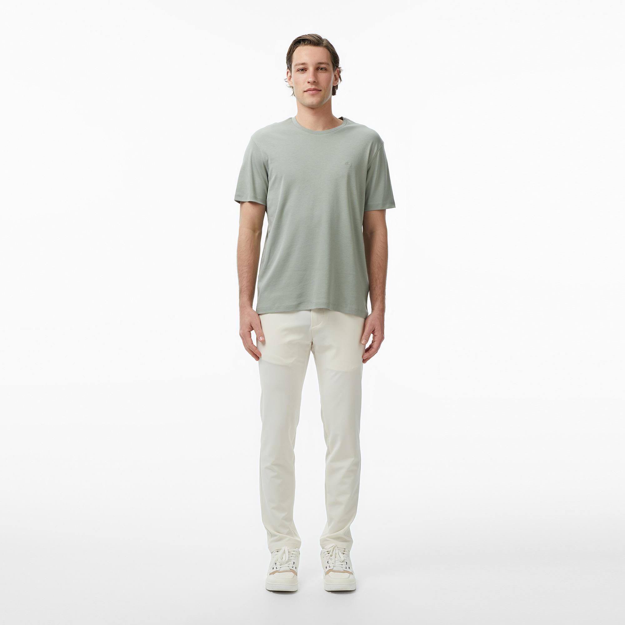 Calvin Klein Supima Chest Emblem Crewneck  Erkek Bej T-Shirt