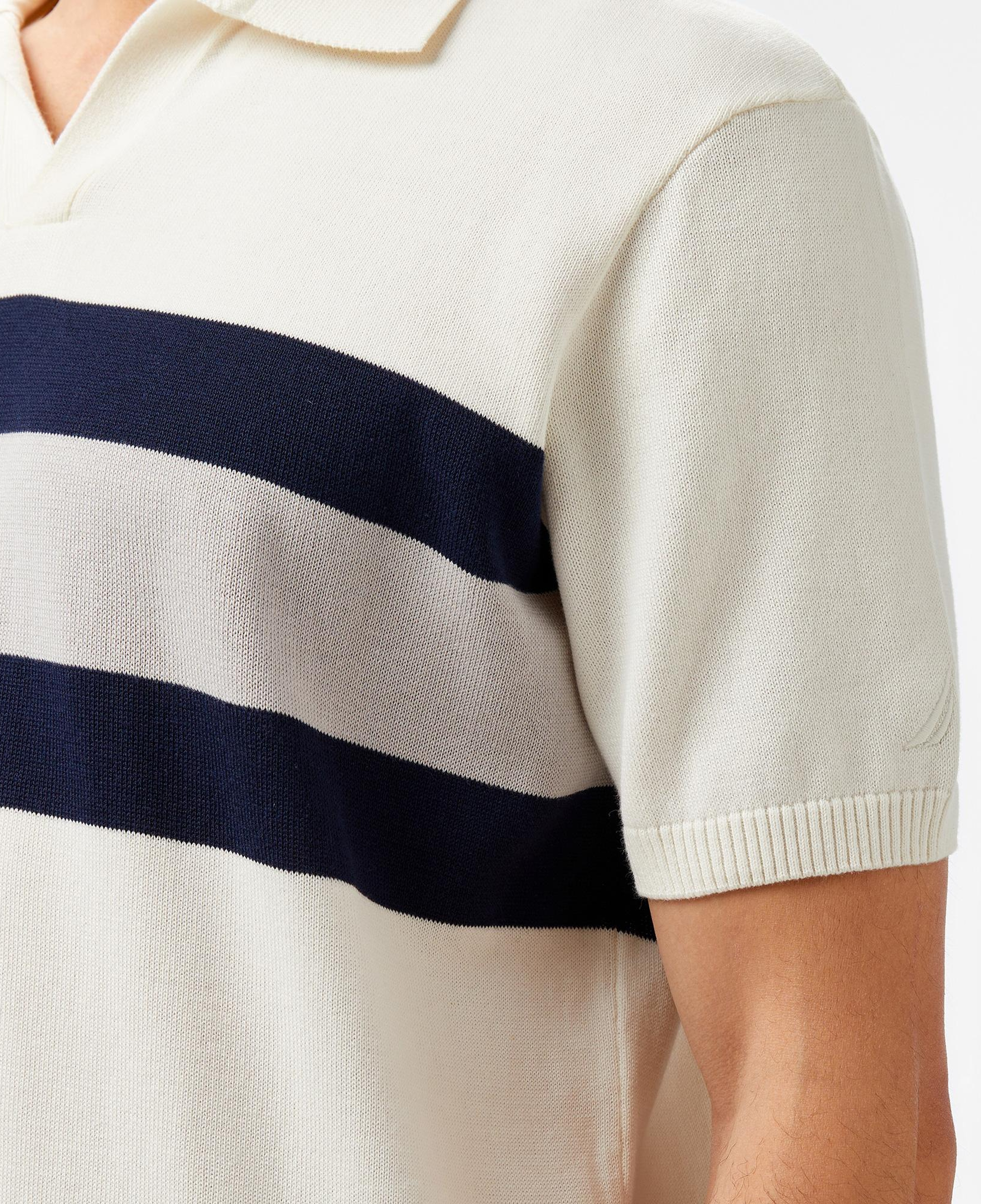 Nautica Erkek Krem Rengi Classic Fit Çizgili Triko