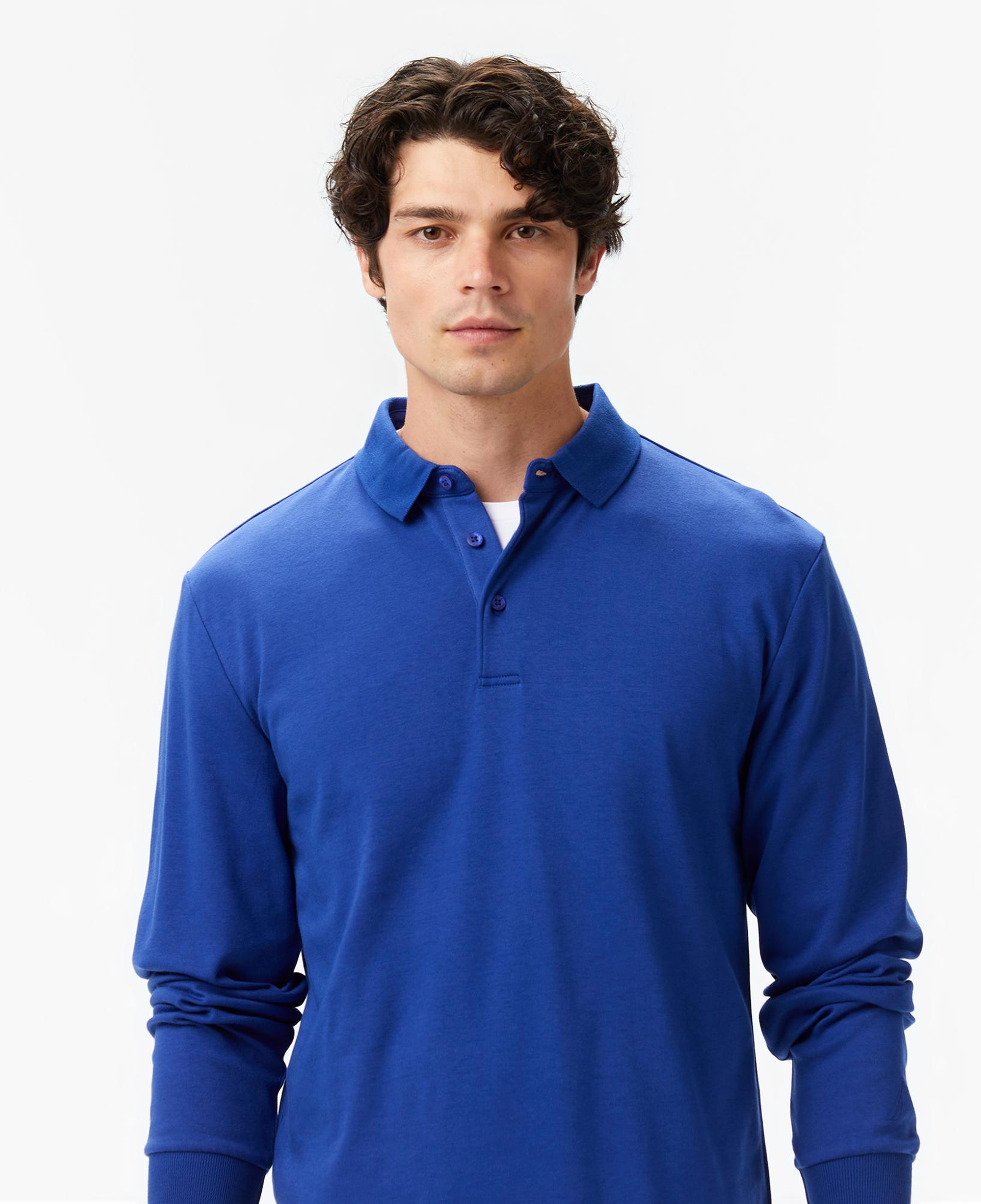 Nautica Erkek Mavi Classic Fit Uzun Kollu Polo Yaka T-Shirt