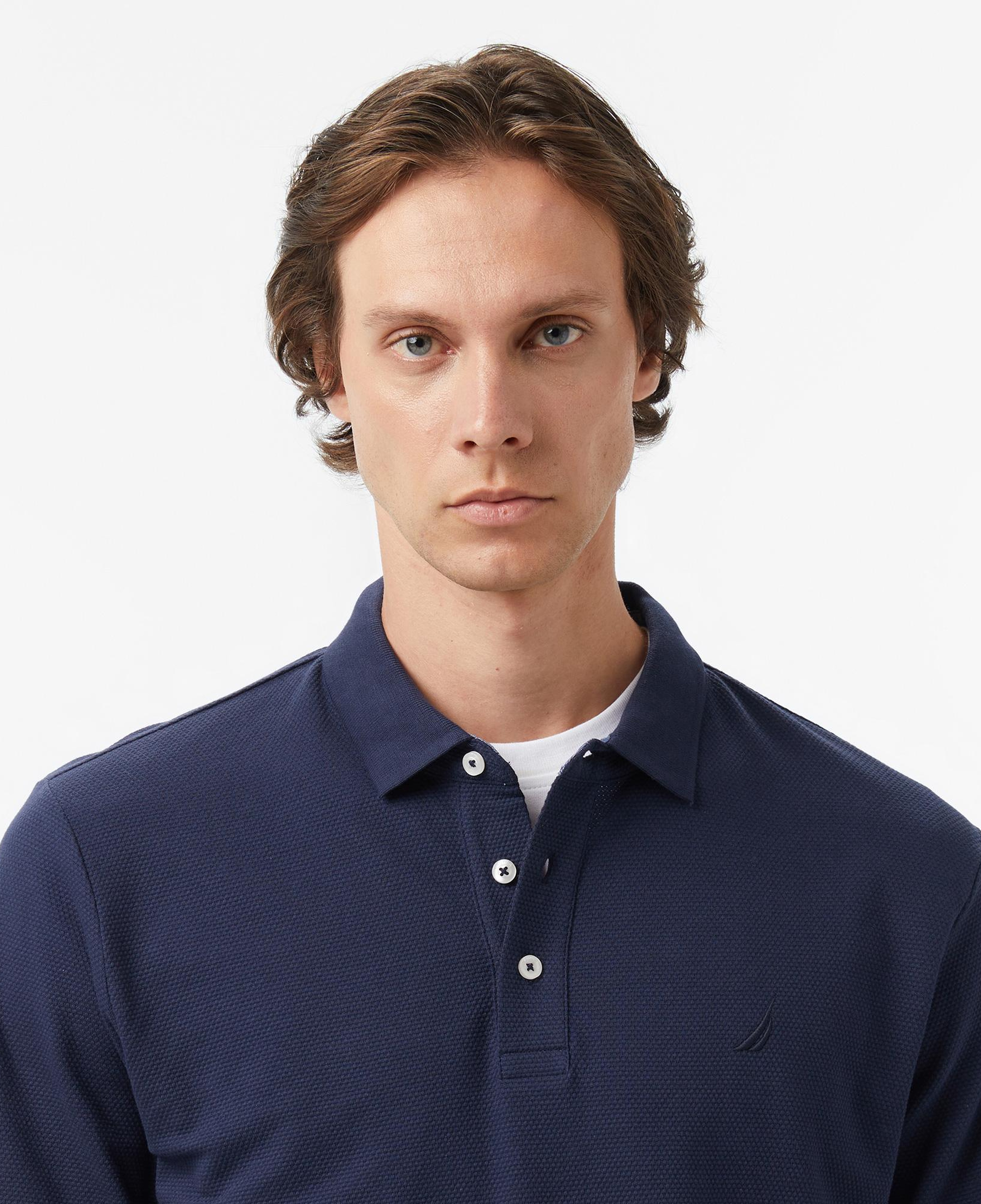 Nautica Erkek Lacivert Classic Fit Uzun Kollu Polo Yaka T-Shirt