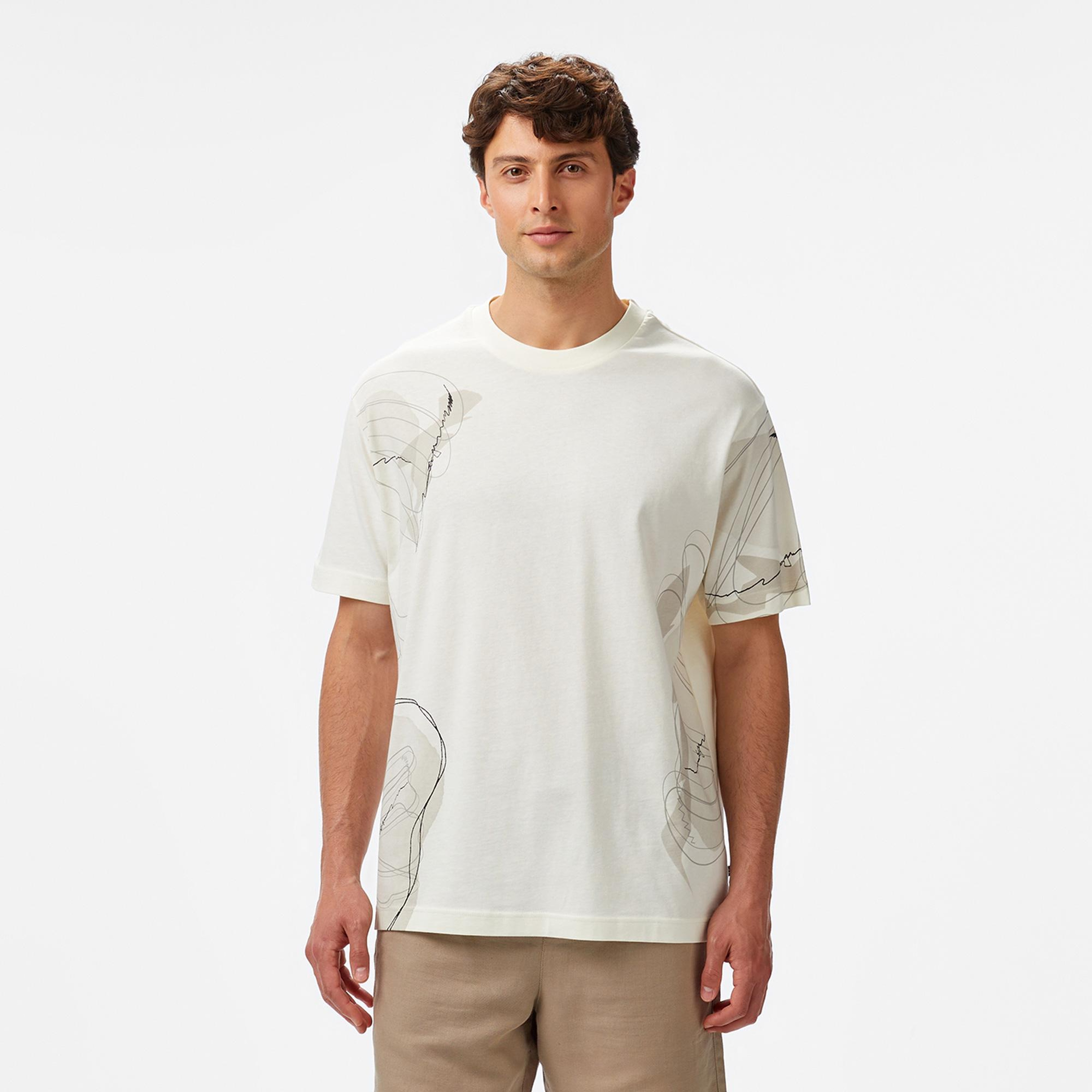 Nautica Erkek Krem Rengi Regular Fit Baskılı T-Shirt