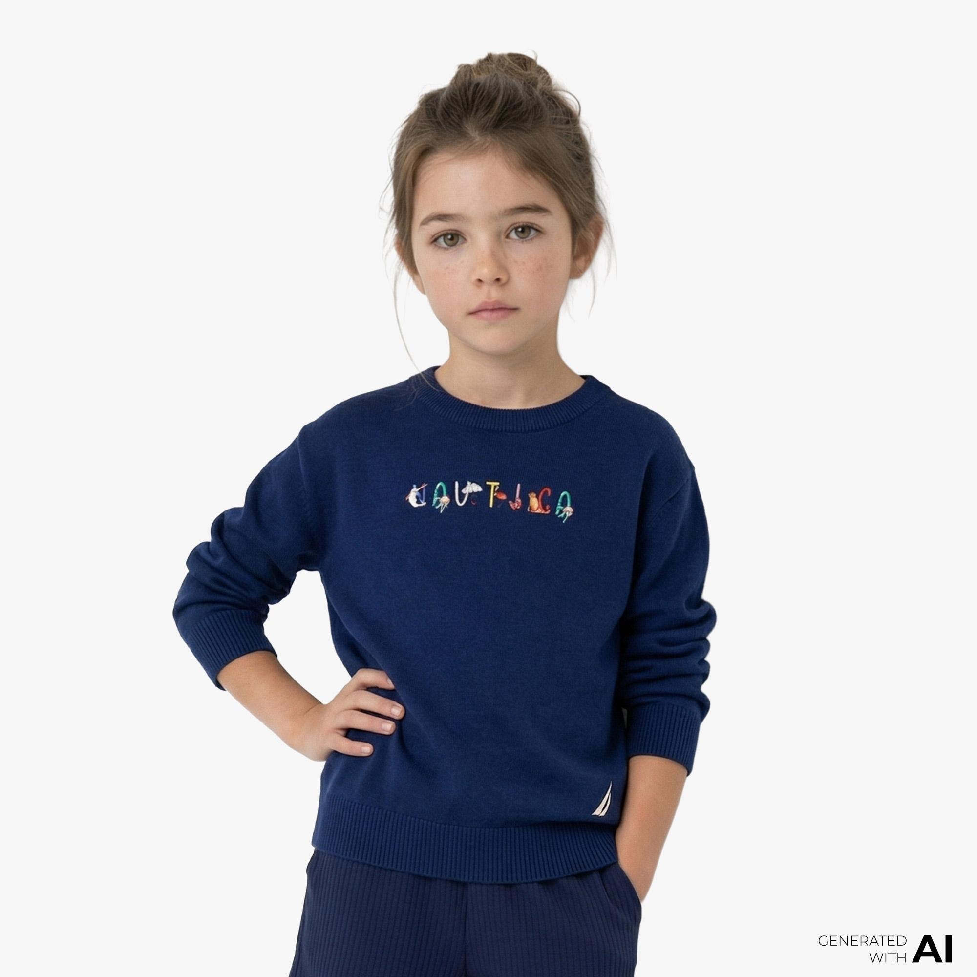 Nautica Kız Çocuk Mavi Standart Fit Triko