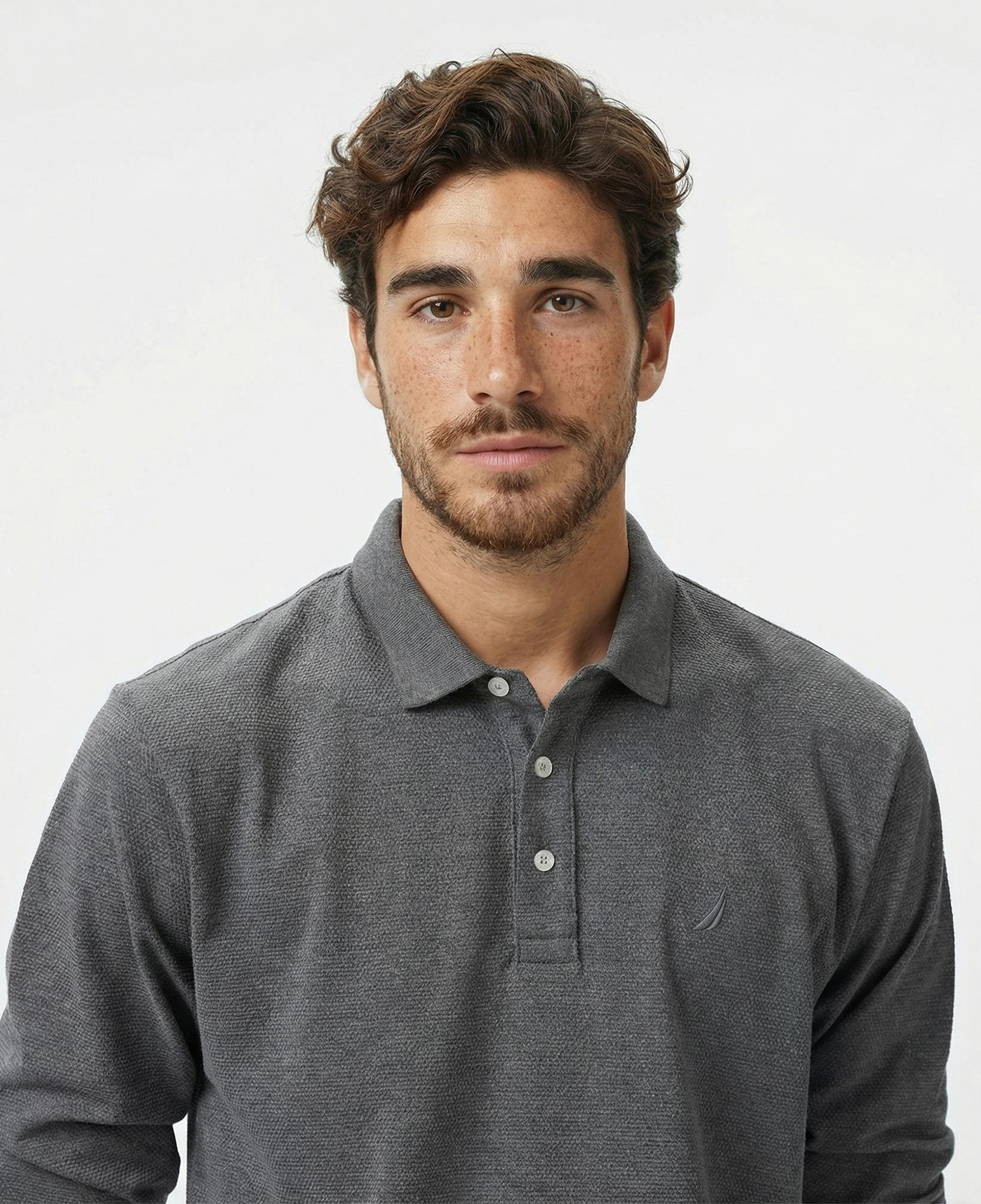 Nautica Erkek Gri Classic Fit Uzun Kollu Polo Yaka T-Shirt