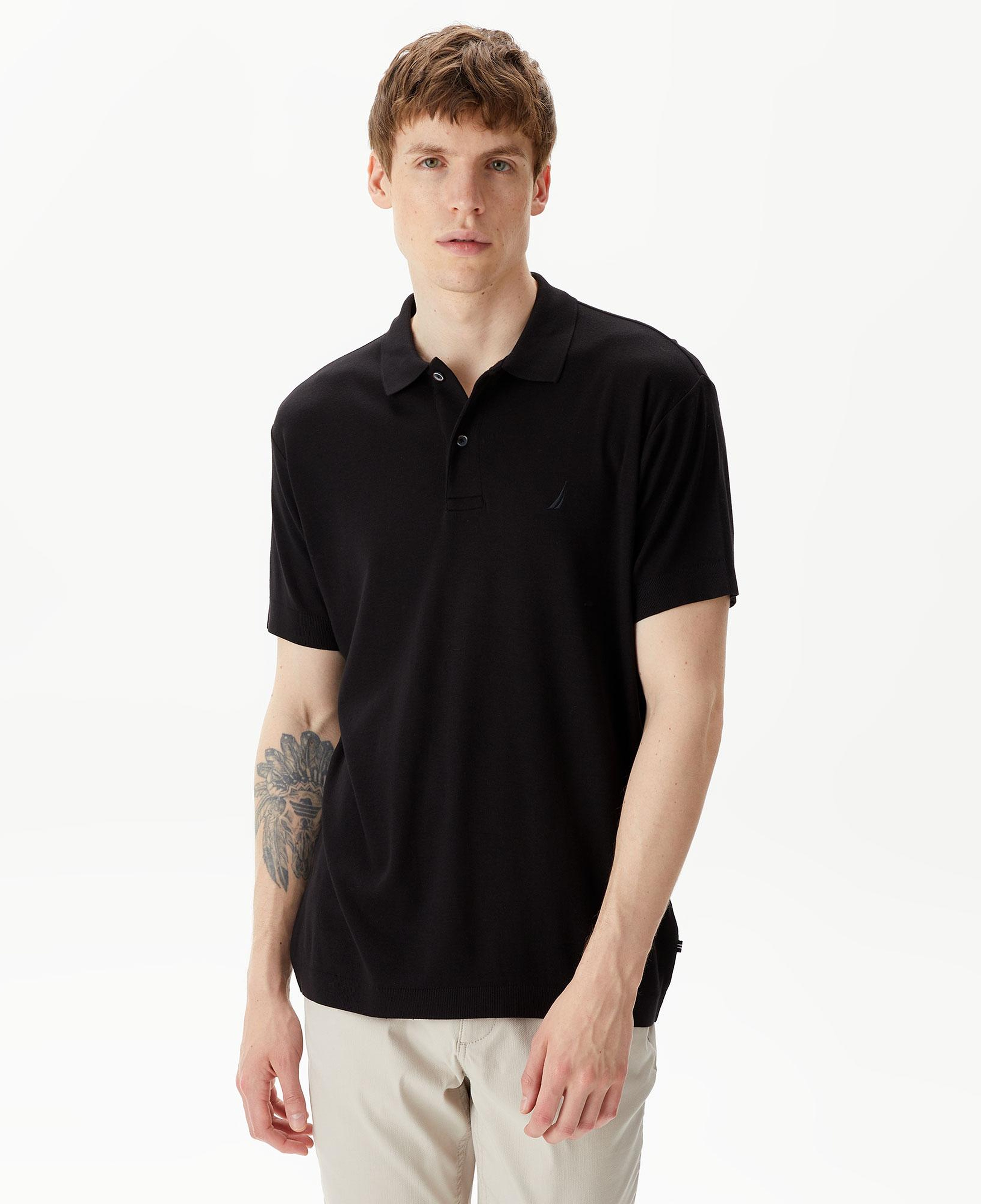 Nautica Erkek Siyah Classic Fit Kısa Kollu Polo Yaka T-Shirt