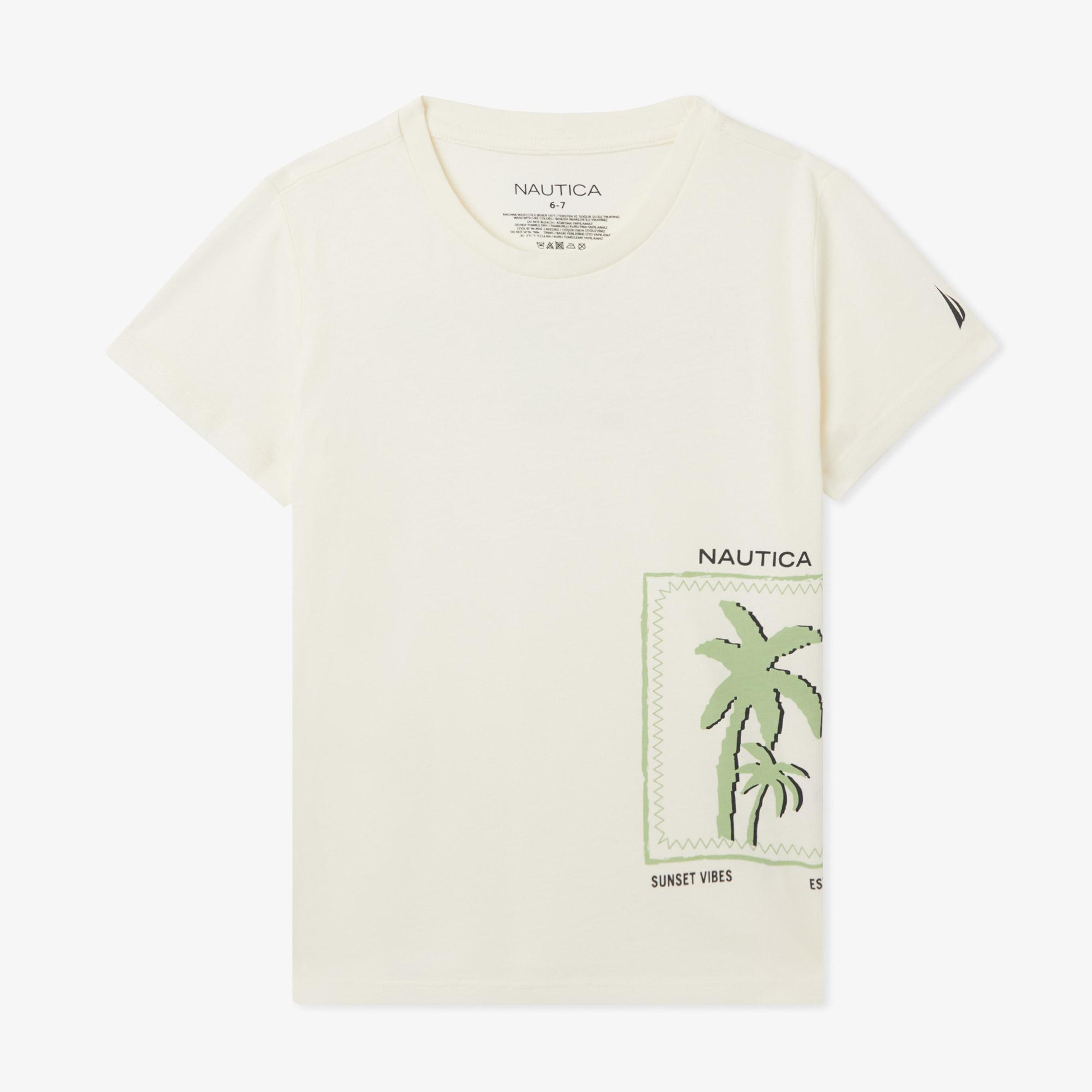 Nautica Erkek Çocuk Krem Rengi Regular Fit Baskılı T-Shirt