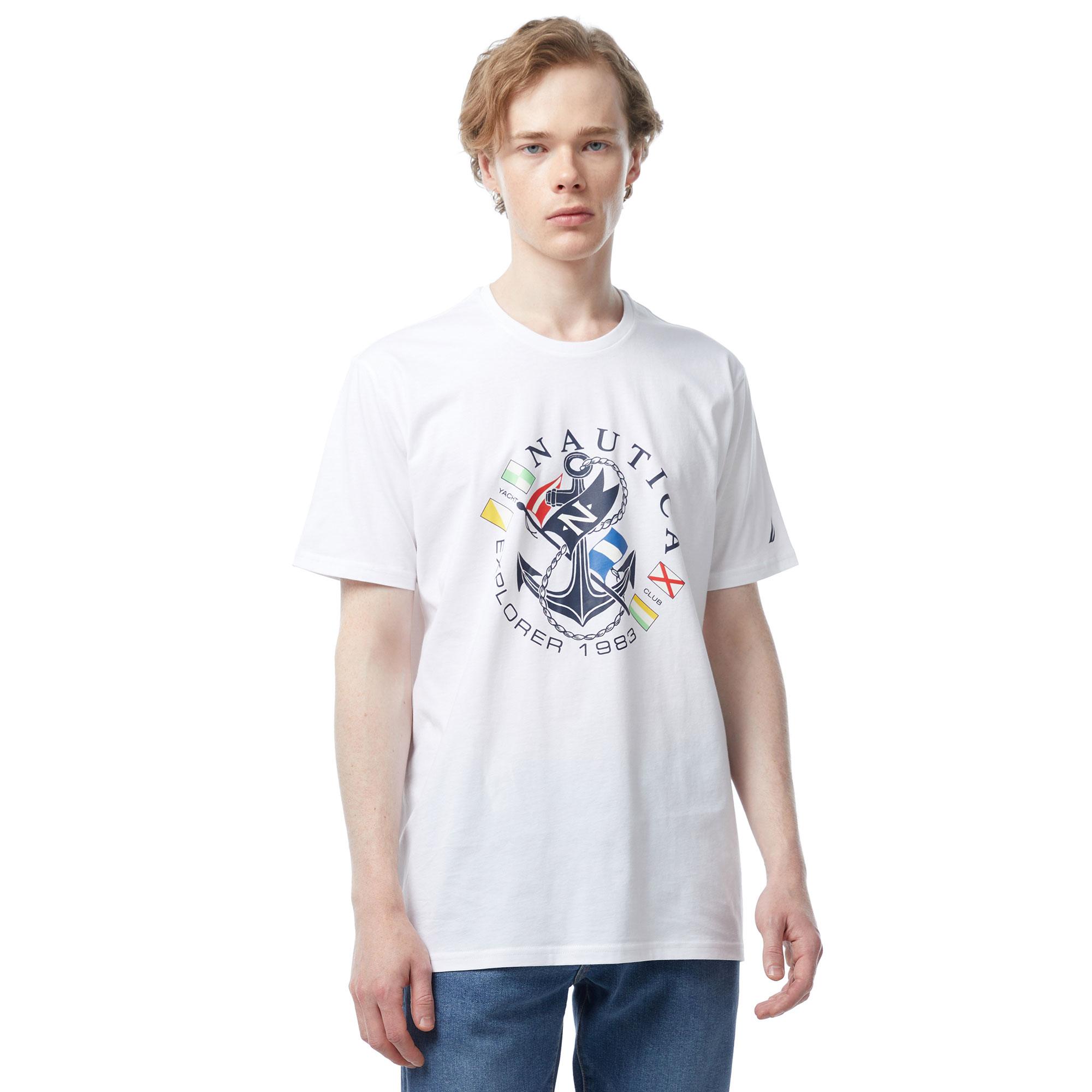 Nautica Erkek Beyaz Standart Fit T-Shirt