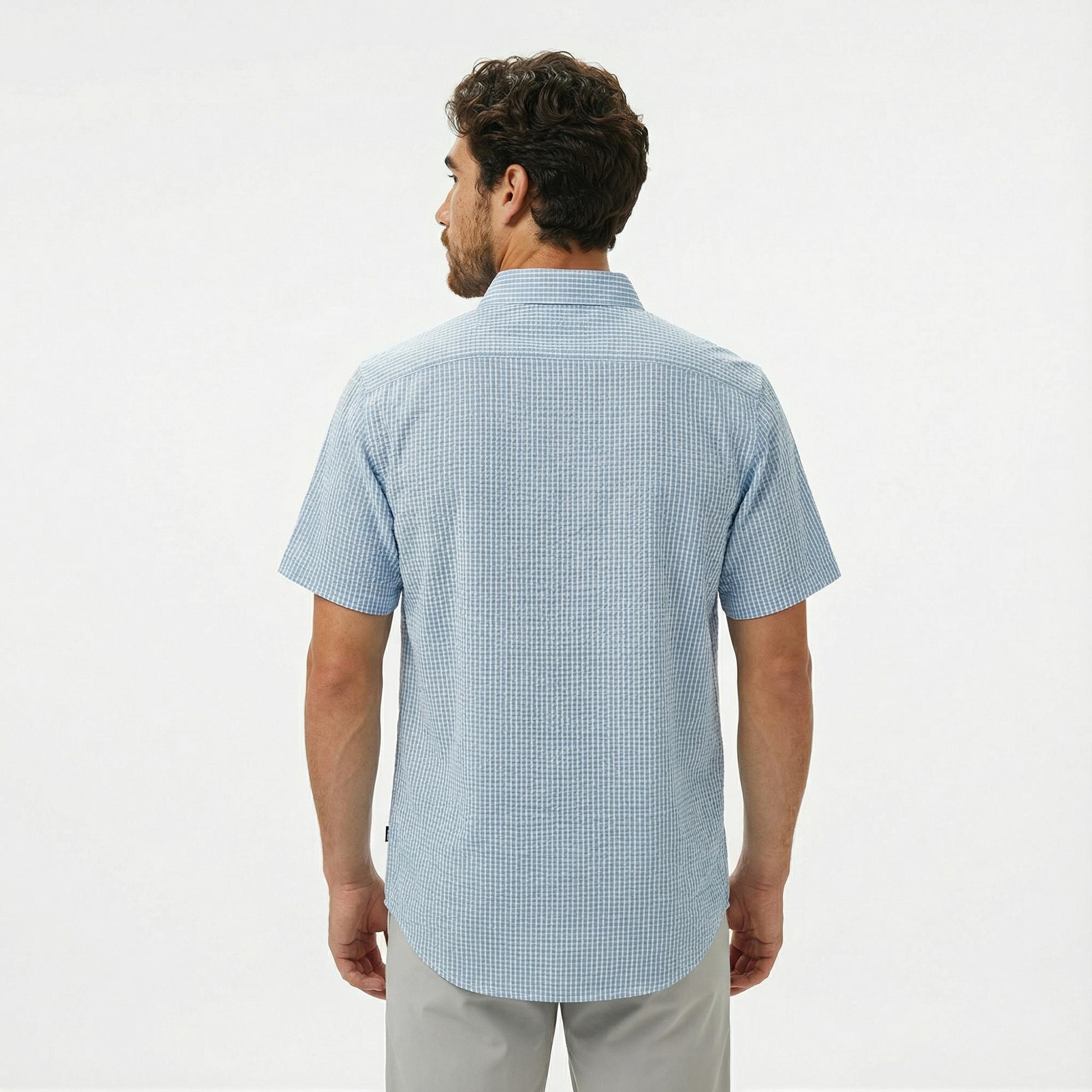 Nautica Erkek Mavi Classic Fit Çizgili Gömlek
