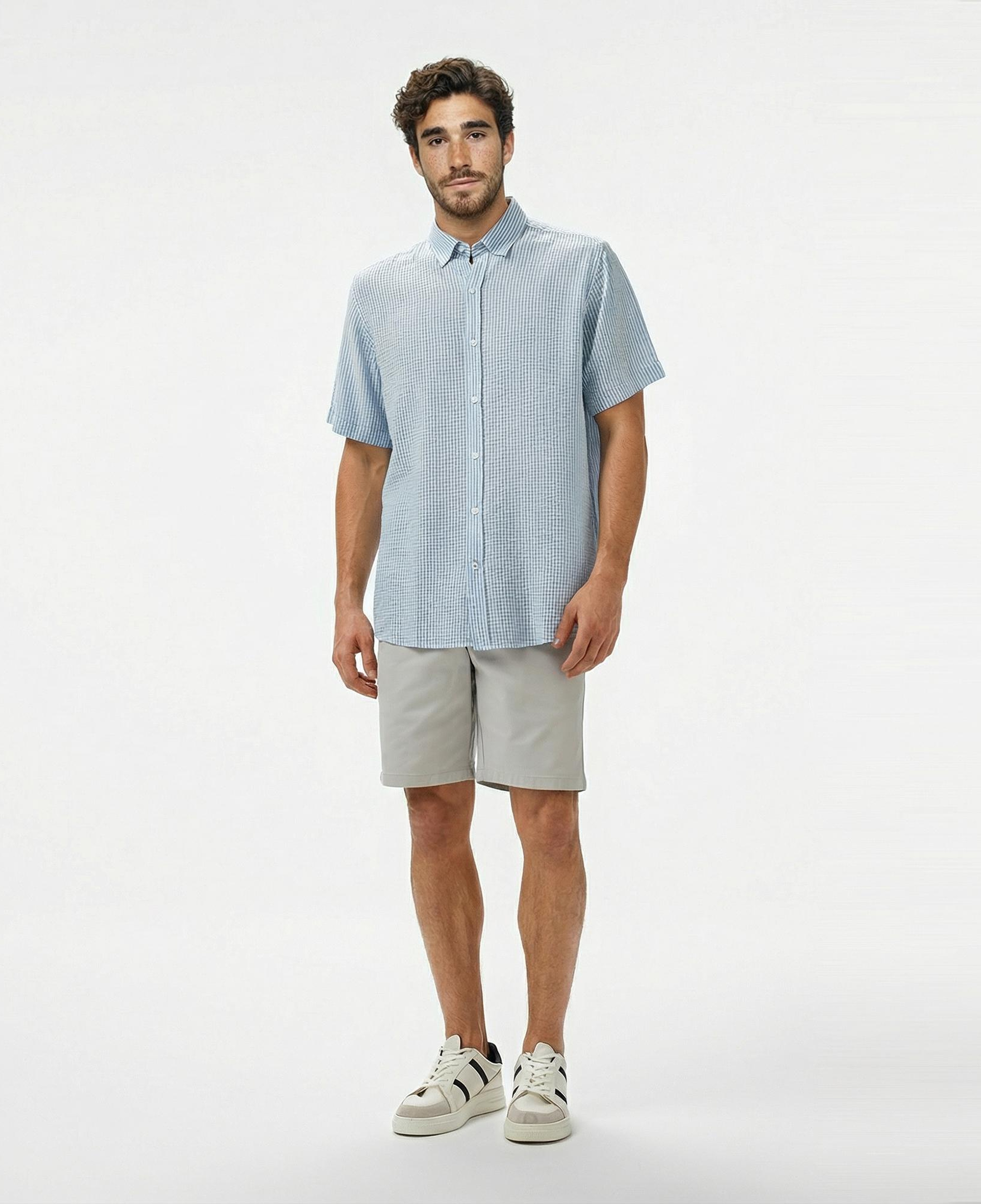 Nautica Erkek Mavi Classic Fit Çizgili Gömlek