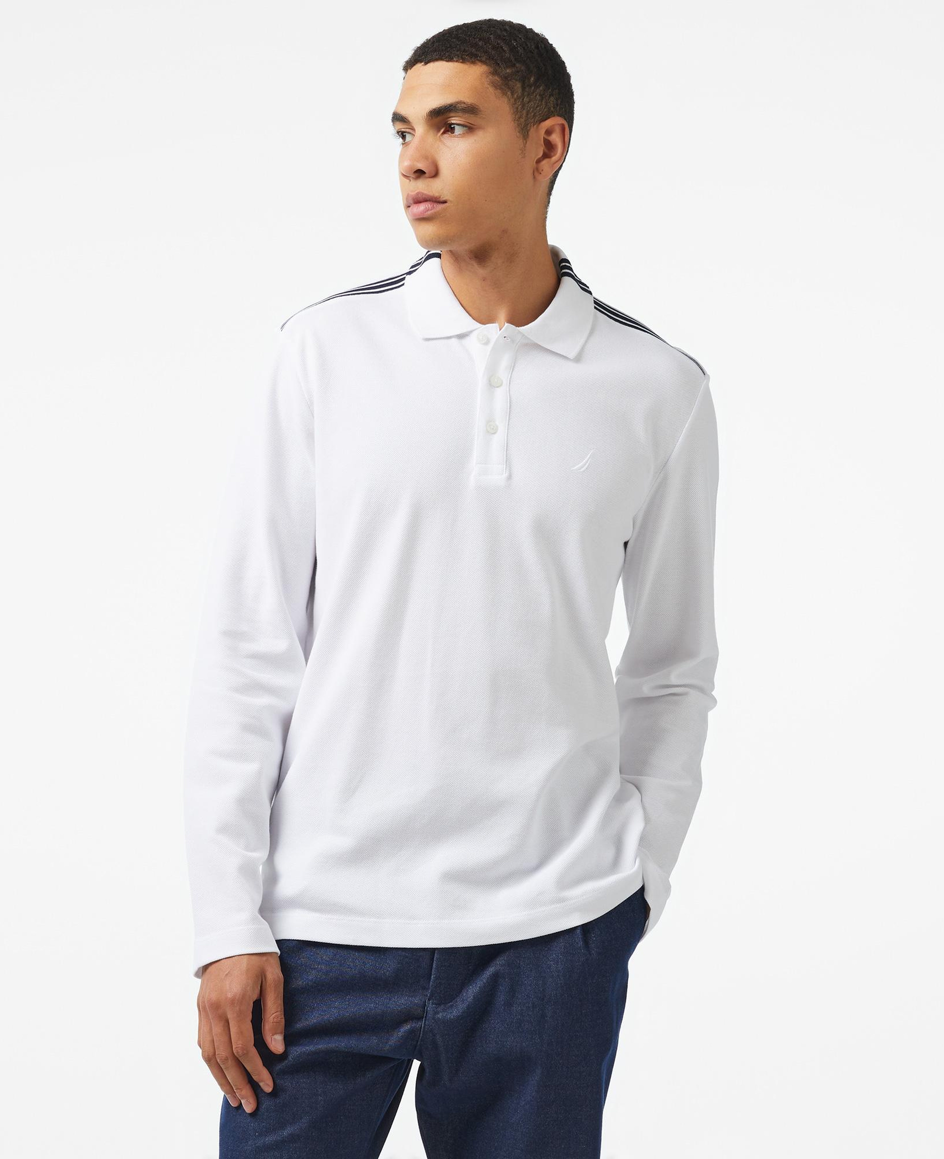 Nautica Erkek Beyaz Classic Fit Uzun Kollu Polo Yaka T-Shirt