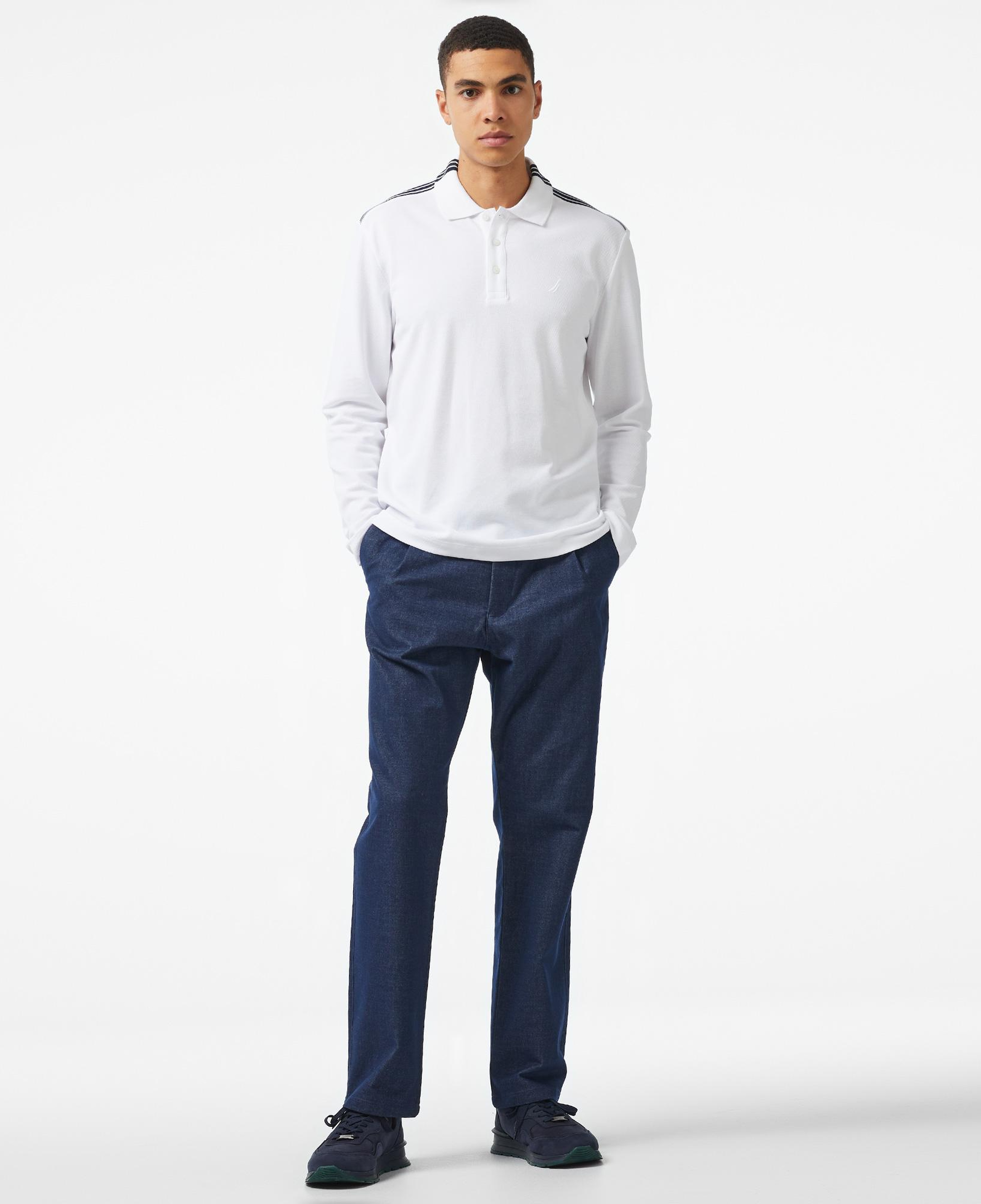 Nautica Erkek Beyaz Classic Fit Uzun Kollu Polo Yaka T-Shirt