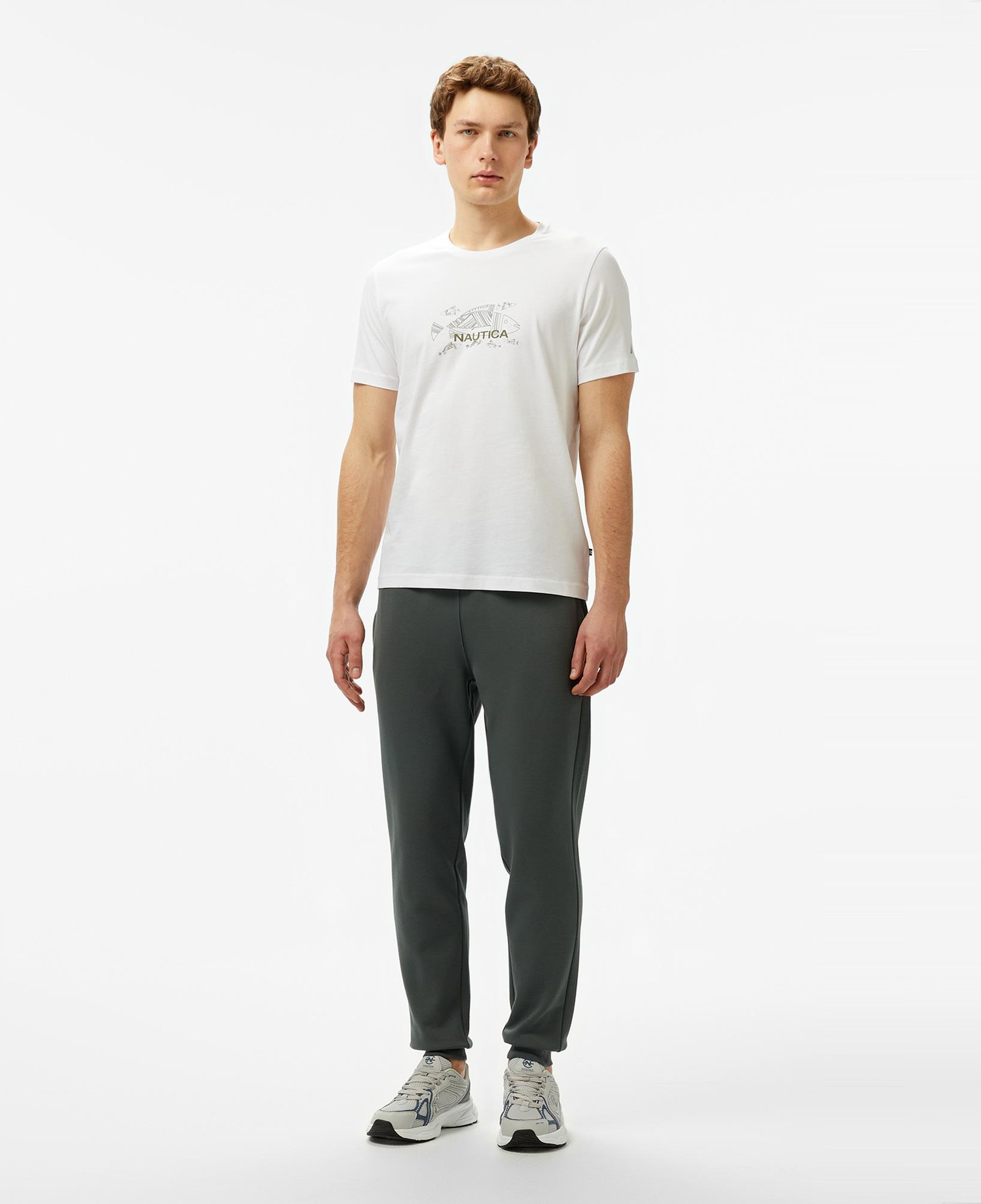 Nautica Erkek Beyaz Regular Fit Baskılı T-Shirt