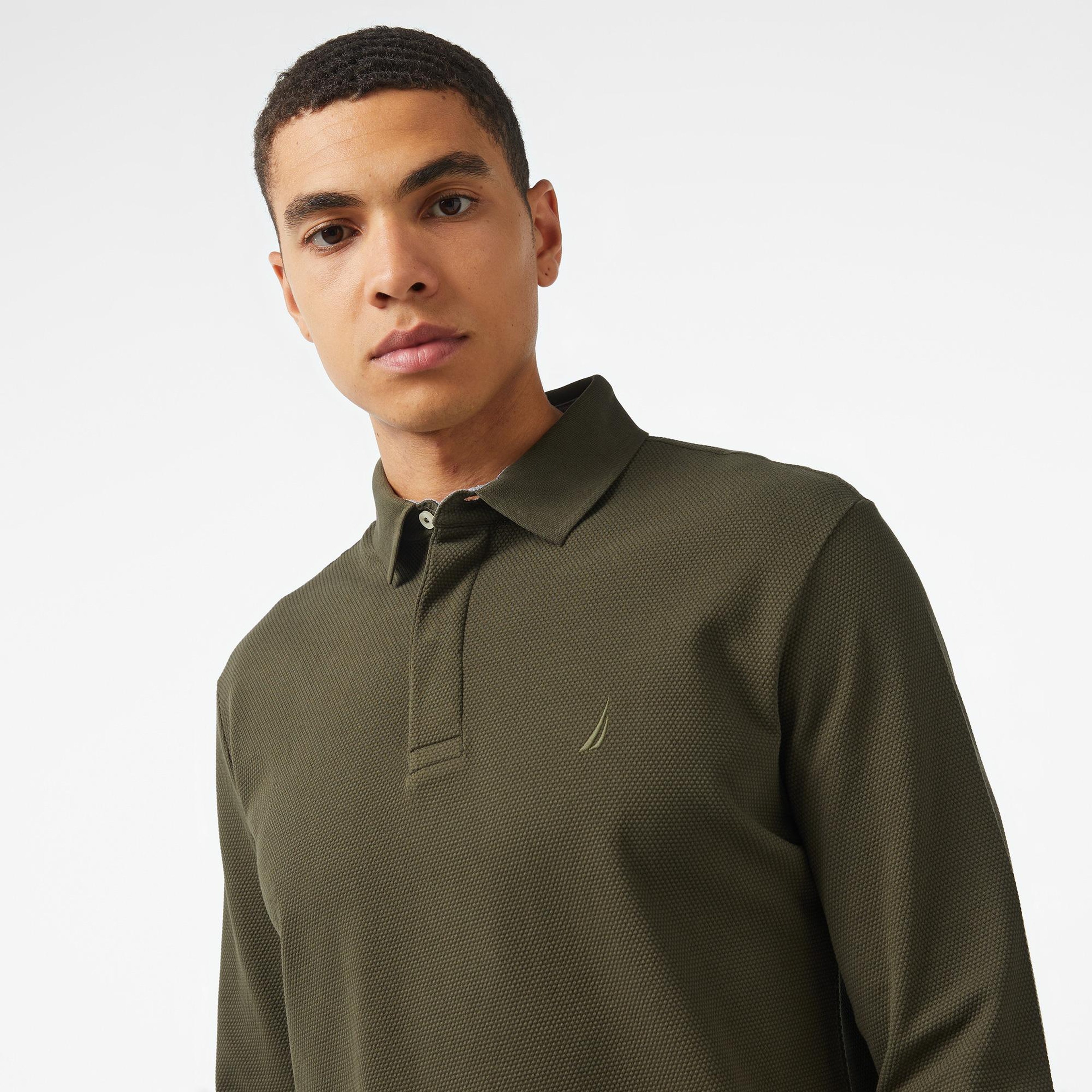 Nautica Erkek Yeşil Slim Fit Uzun Kollu Polo Yaka T-Shirt