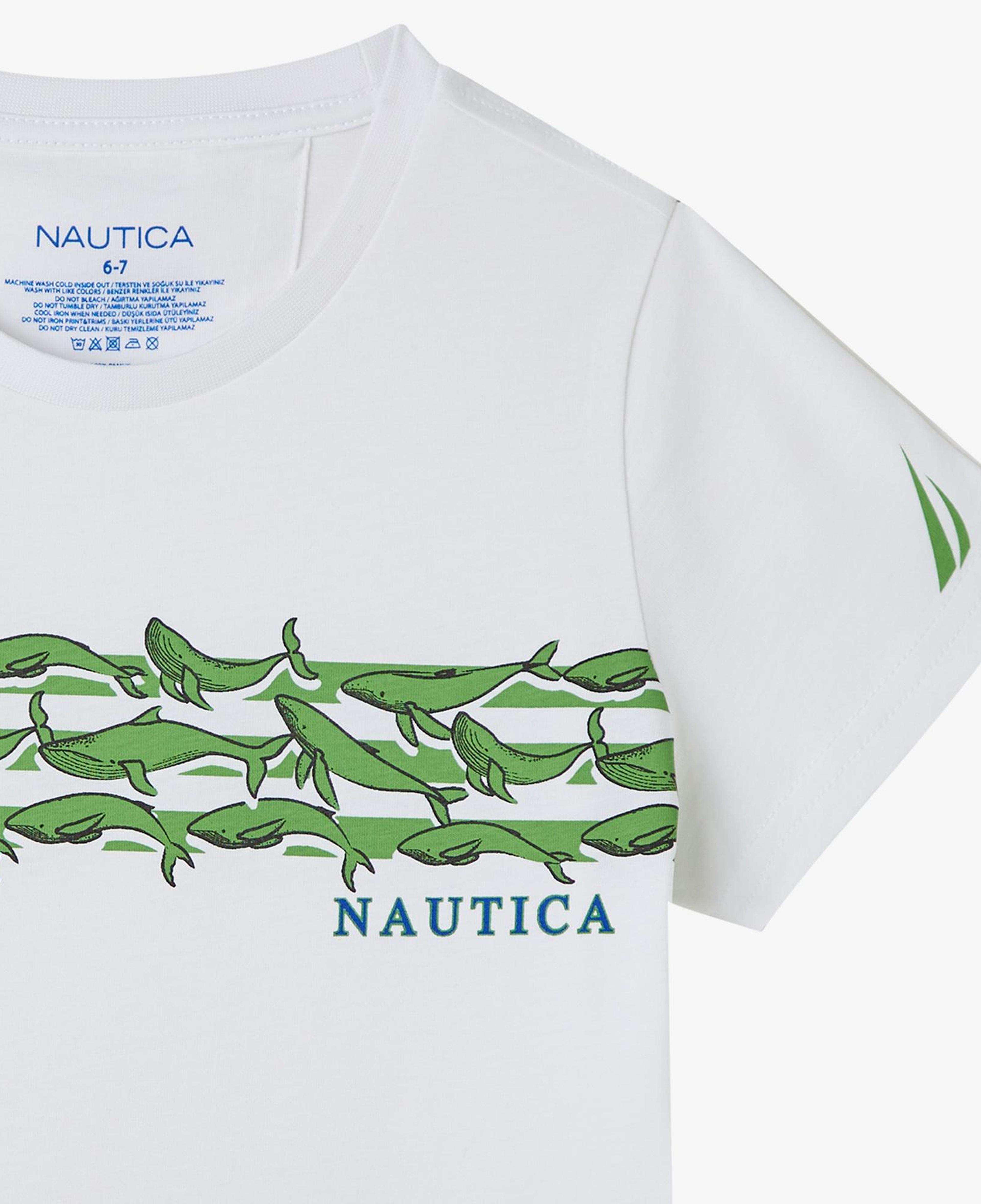 Nautica Erkek Çocuk Beyaz Regular Fit Baskılı T-Shirt
