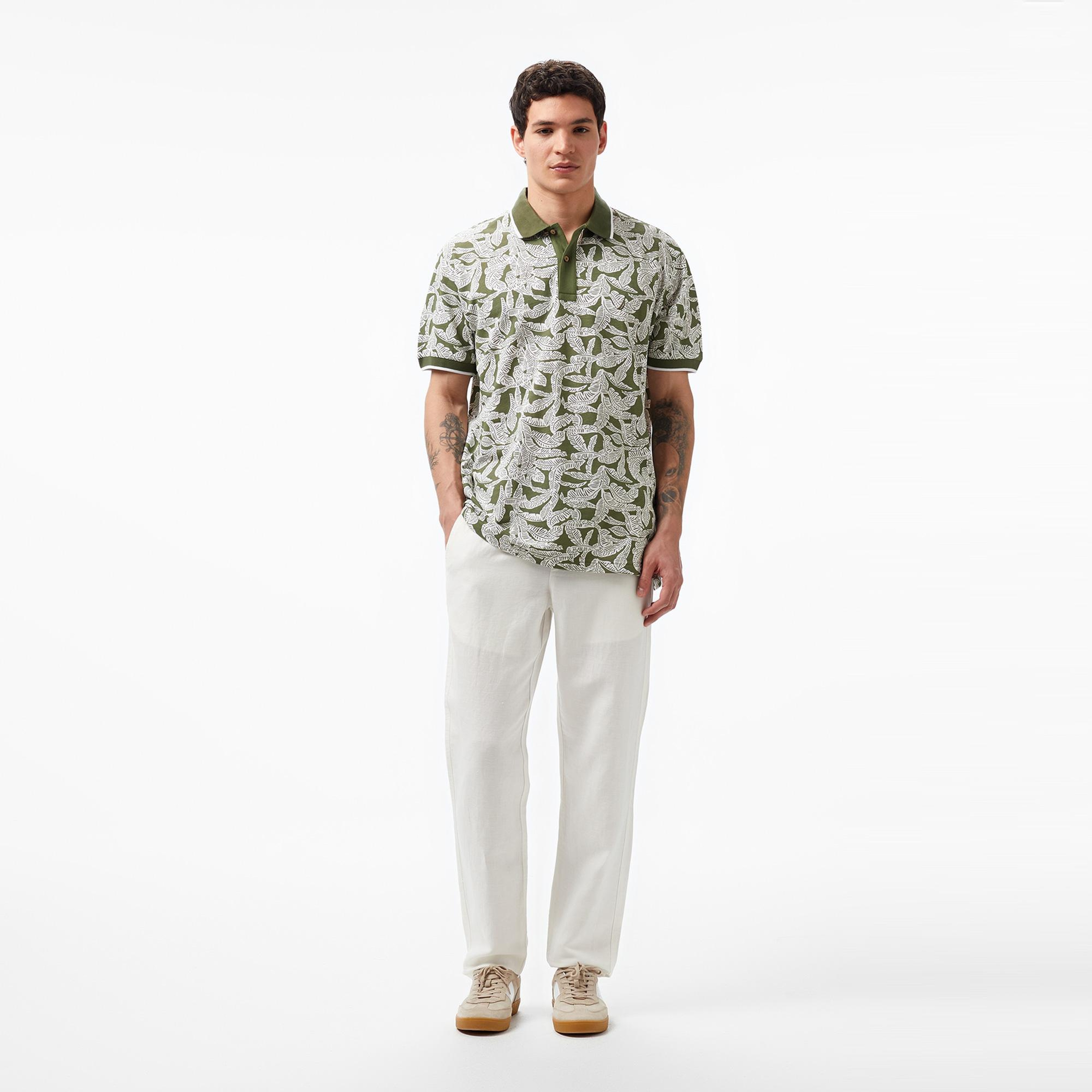 Nautica Erkek Yeşil Classic Fit Kısa Kollu Baskılı Polo Yaka T-Shirt