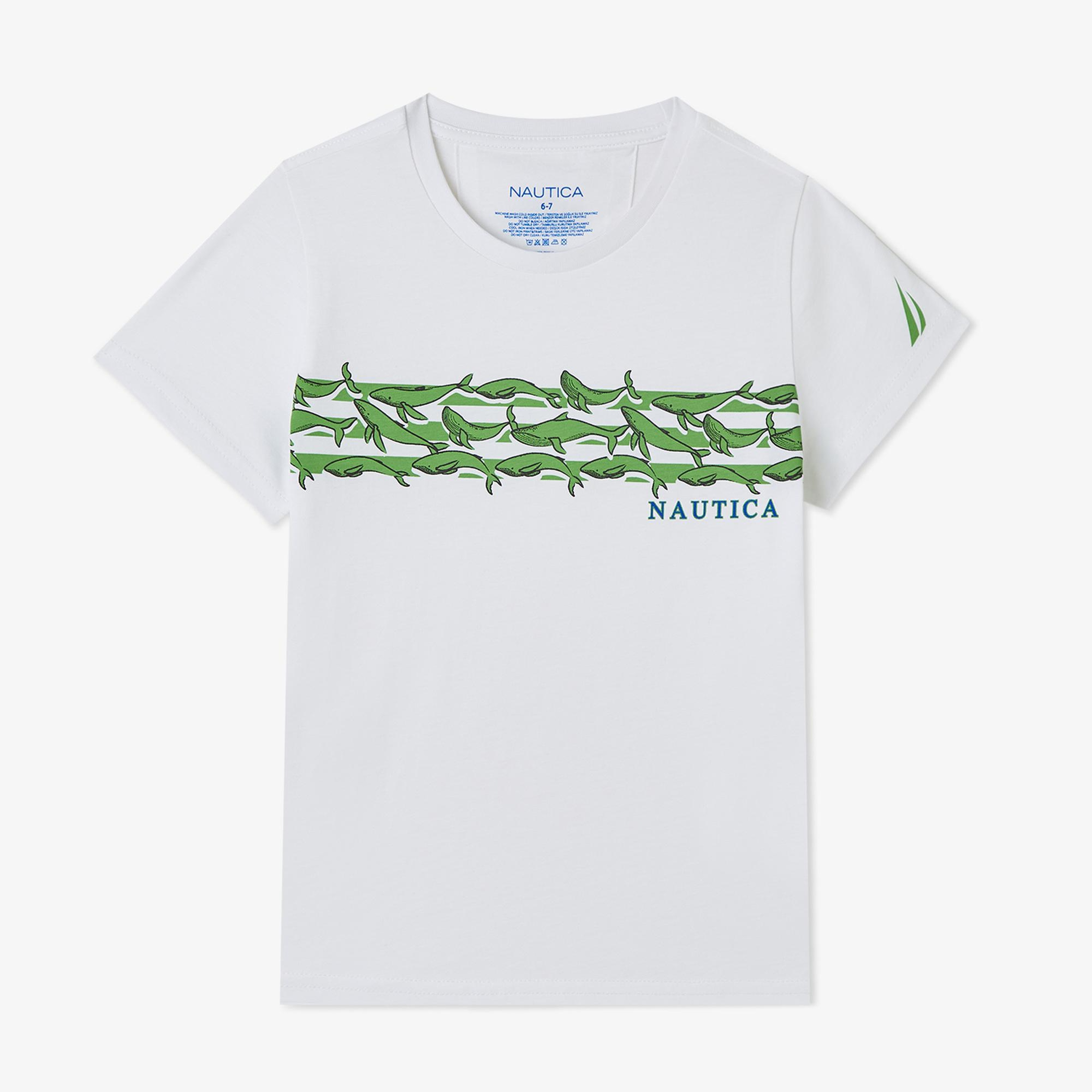Nautica Erkek Çocuk Beyaz Regular Fit Baskılı T-Shirt