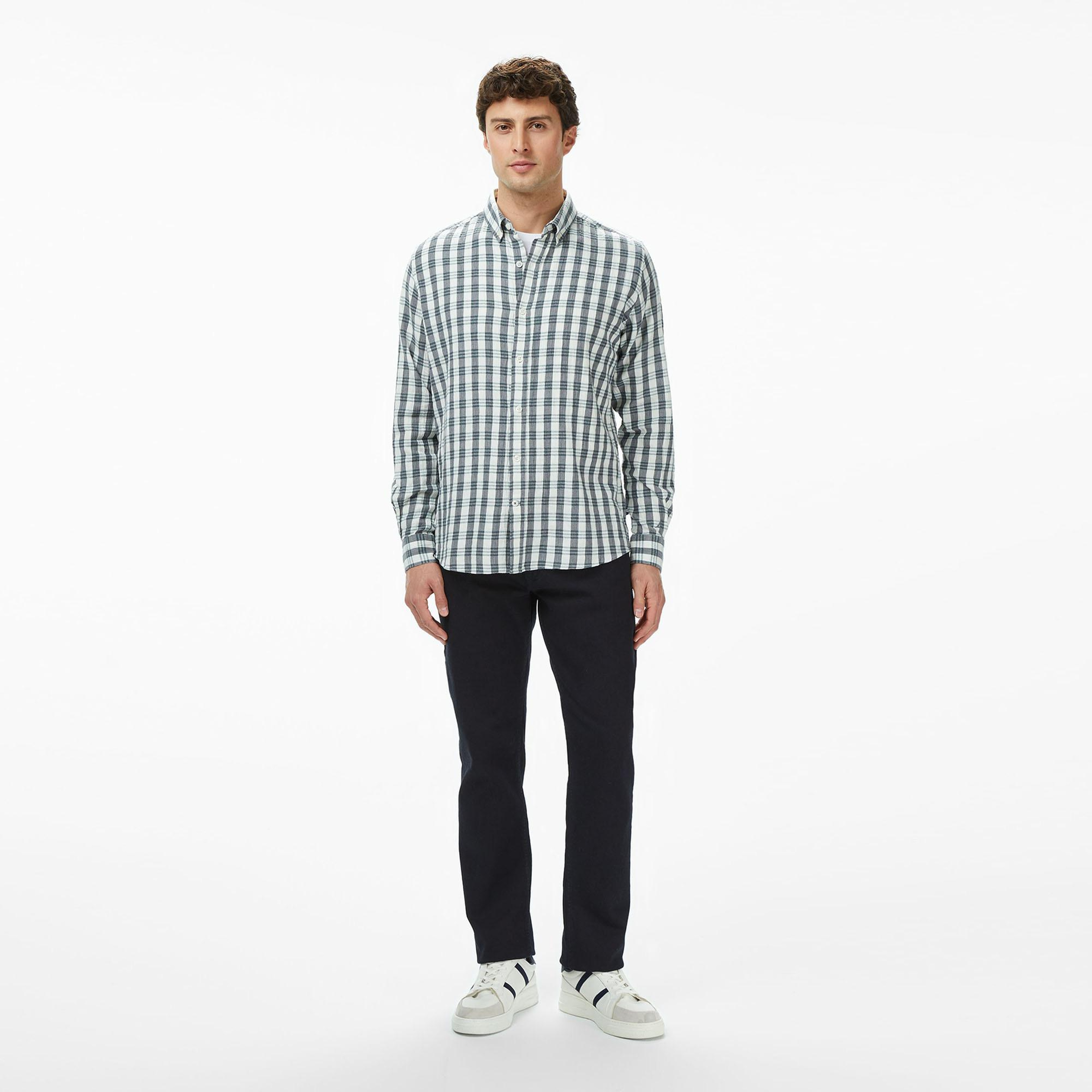 Nautica Erkek Yeşil Kareli Classic Fit Gömlek