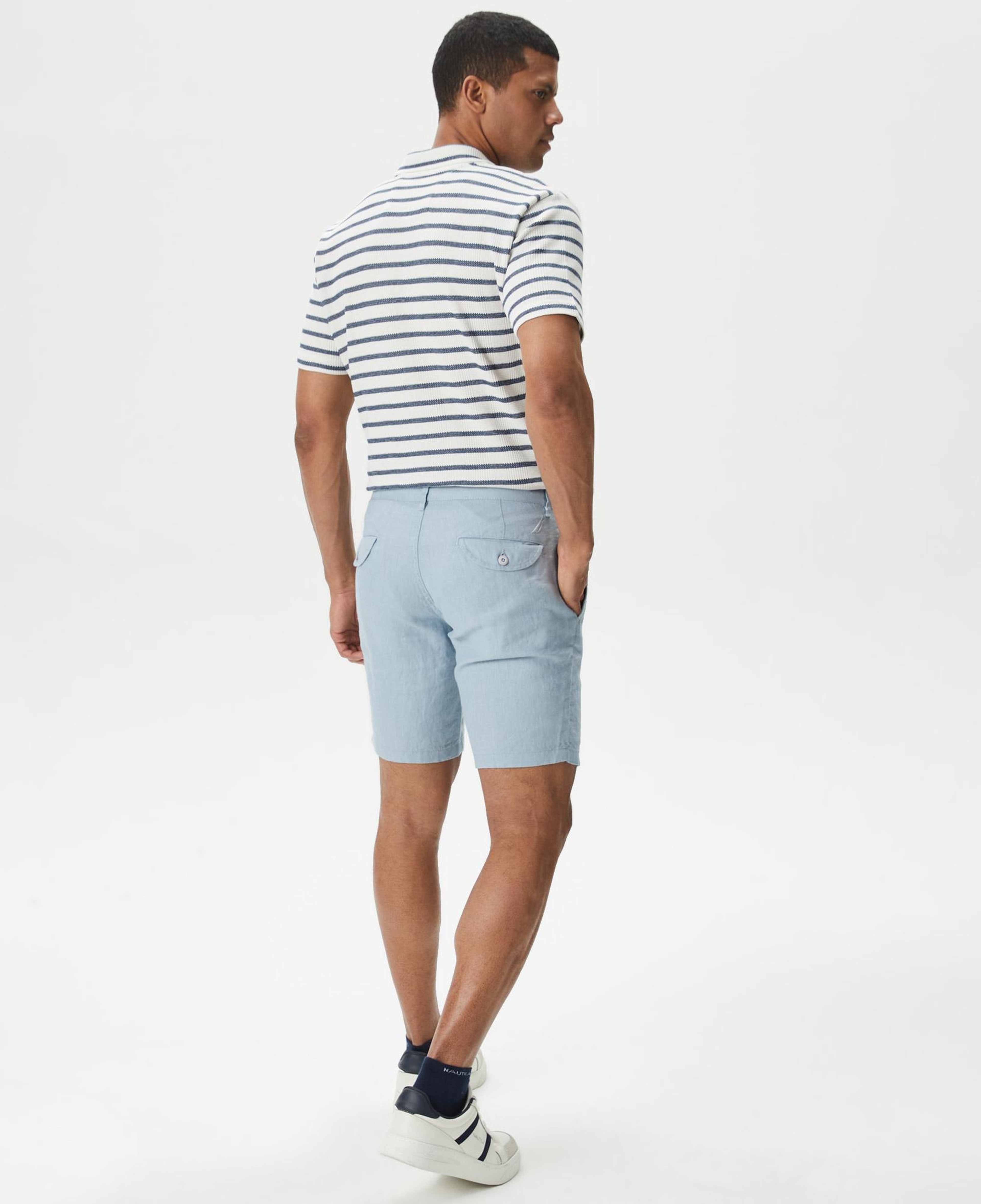 Nautica Erkek Mavi Slim Fit Keten Şort