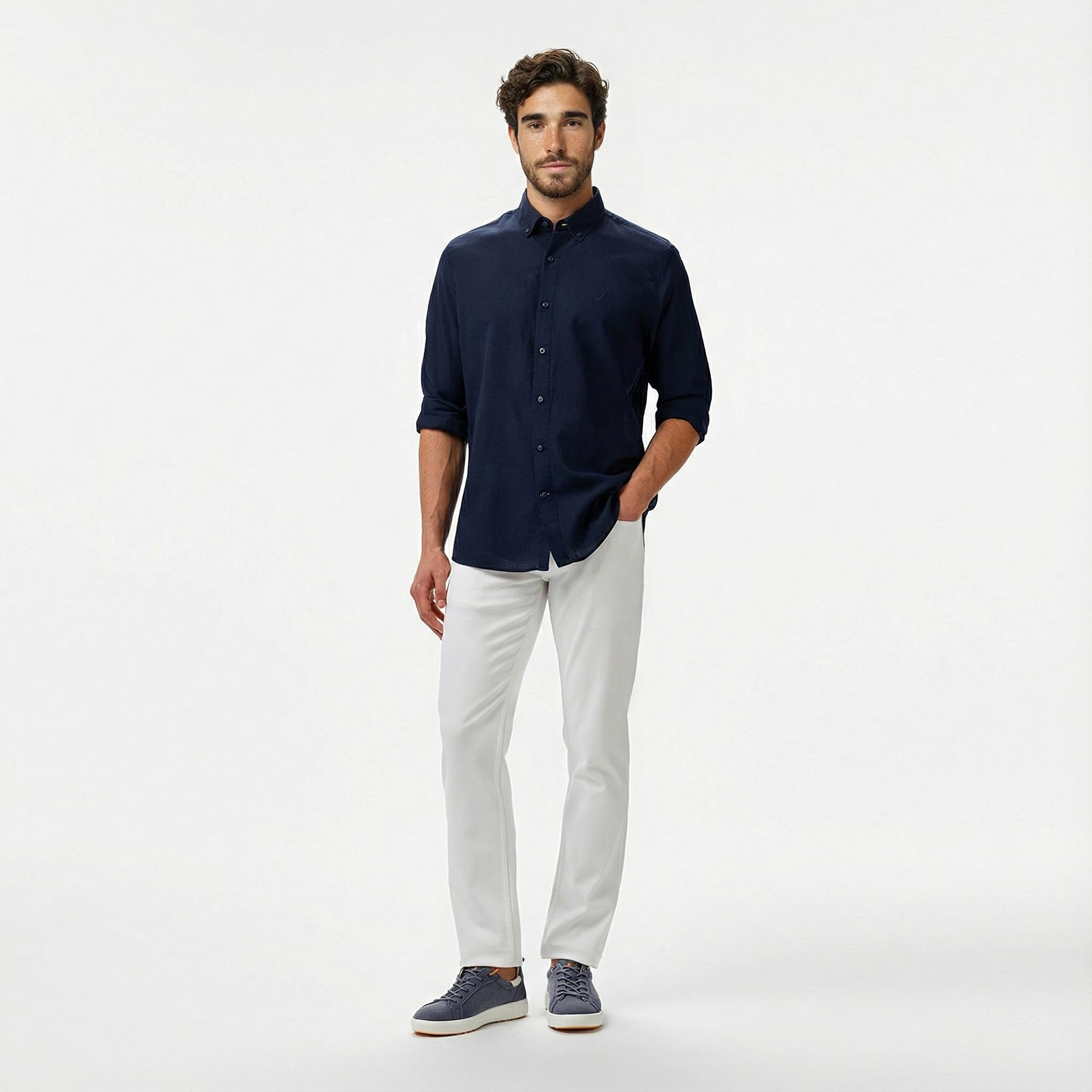 Nautica Erkek Lacivert Classic Fit Gömlek