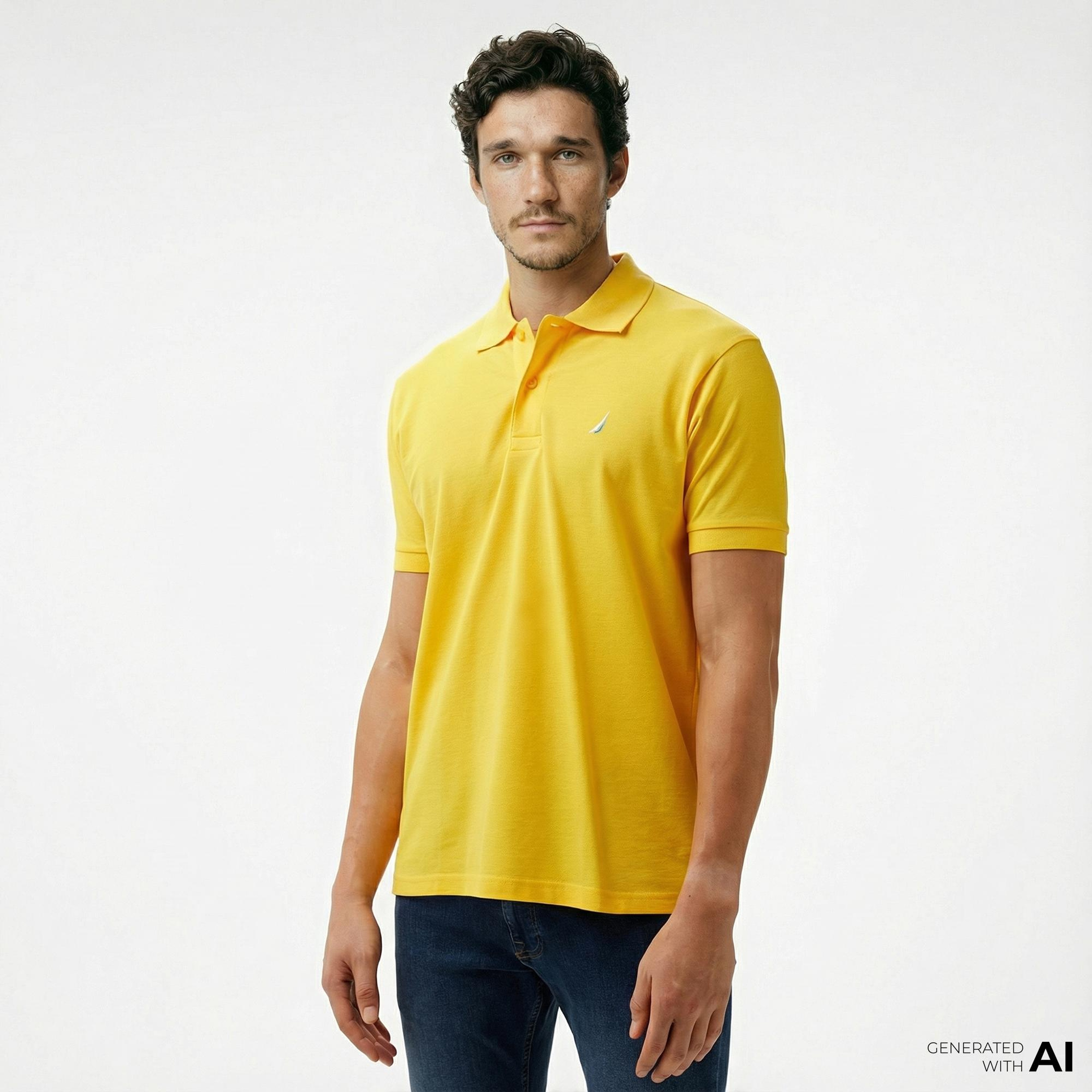 Nautica Erkek Sarı Classic Fit Kısa Kollu Polo Yaka T-Shirt