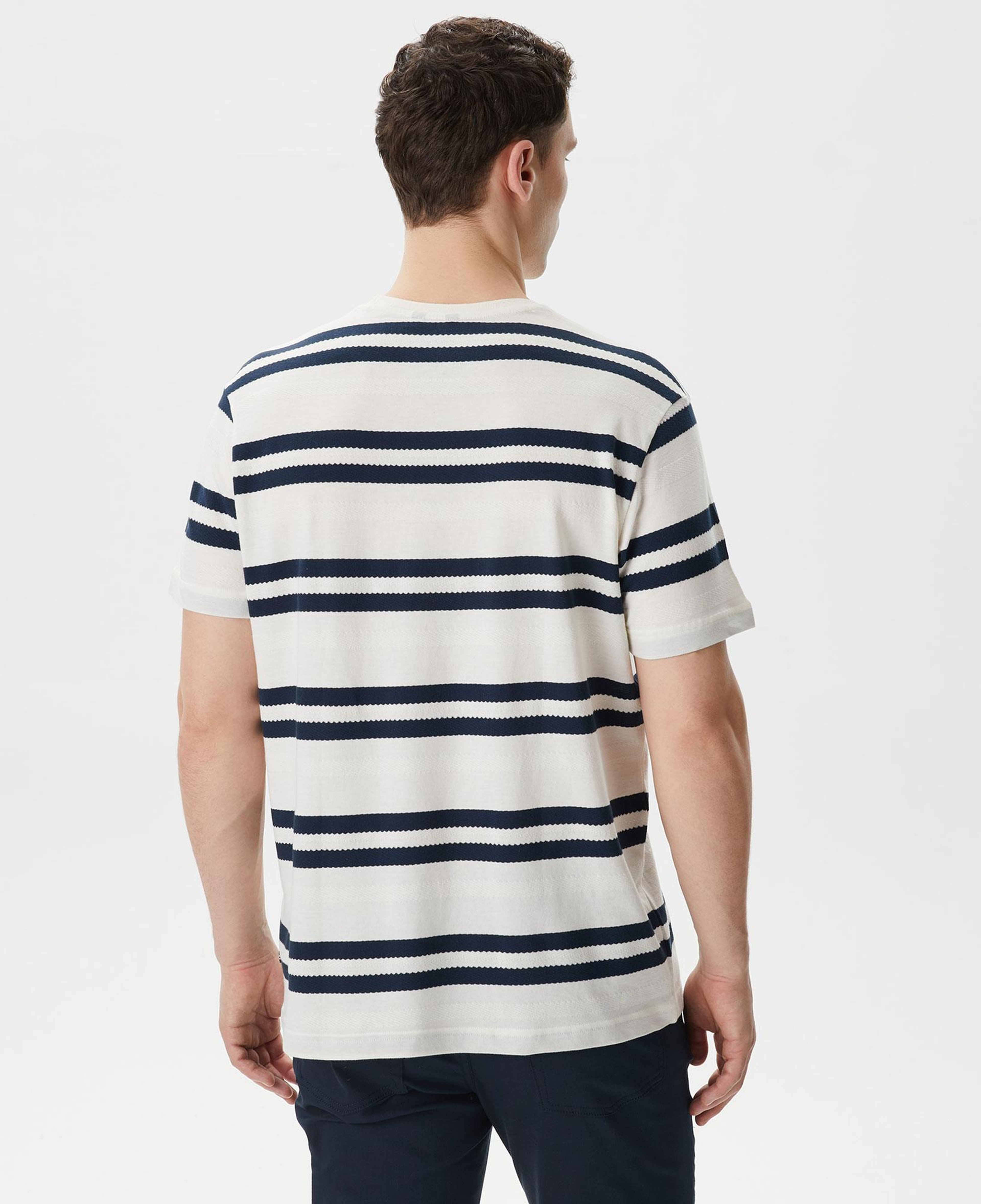Nautica Erkek Beyaz Standart Fit Kısa Kollu Çizgili T-Shirt