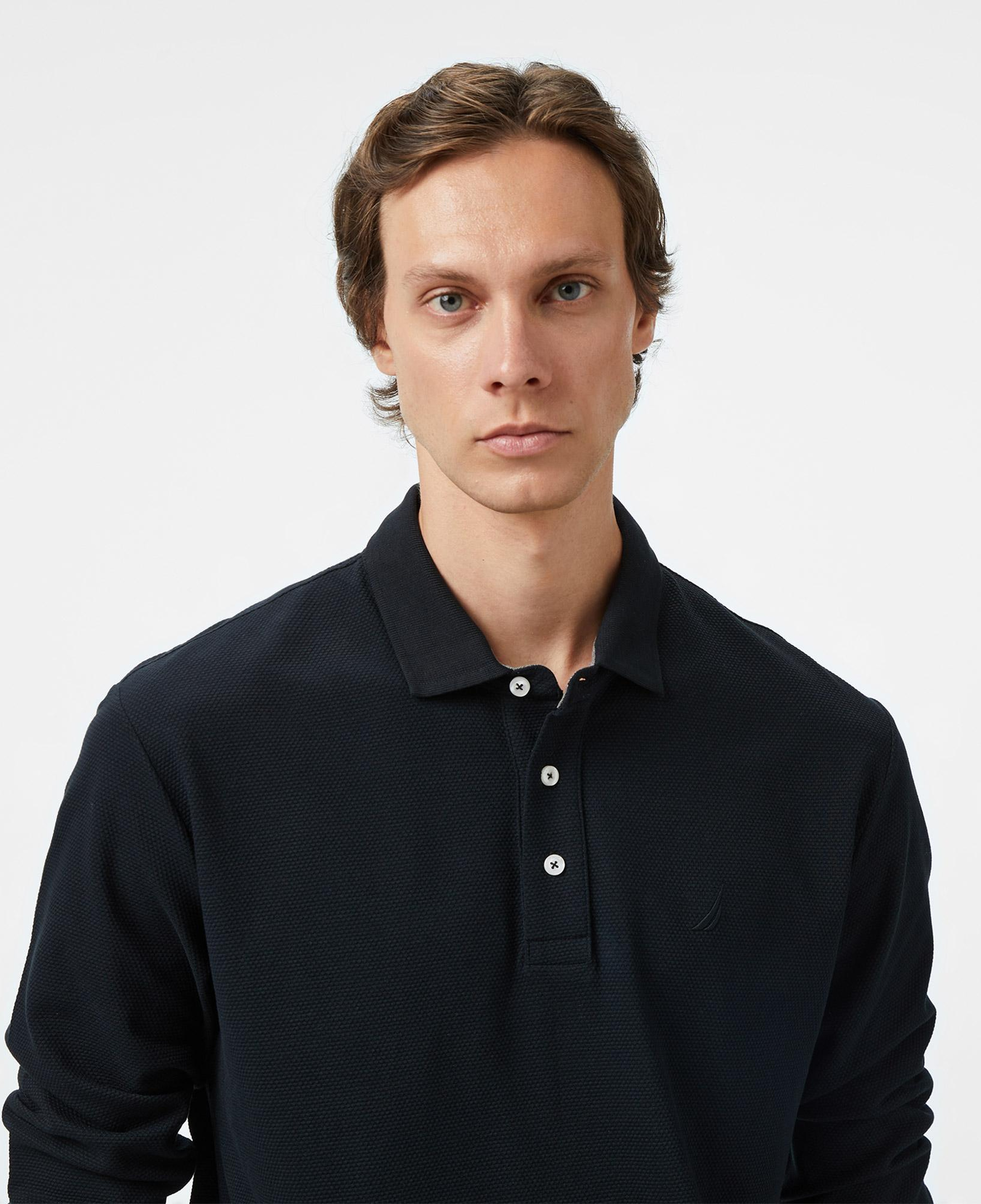Nautica Erkek Siyah Classic Fit Uzun Kollu Polo Yaka T-Shirt