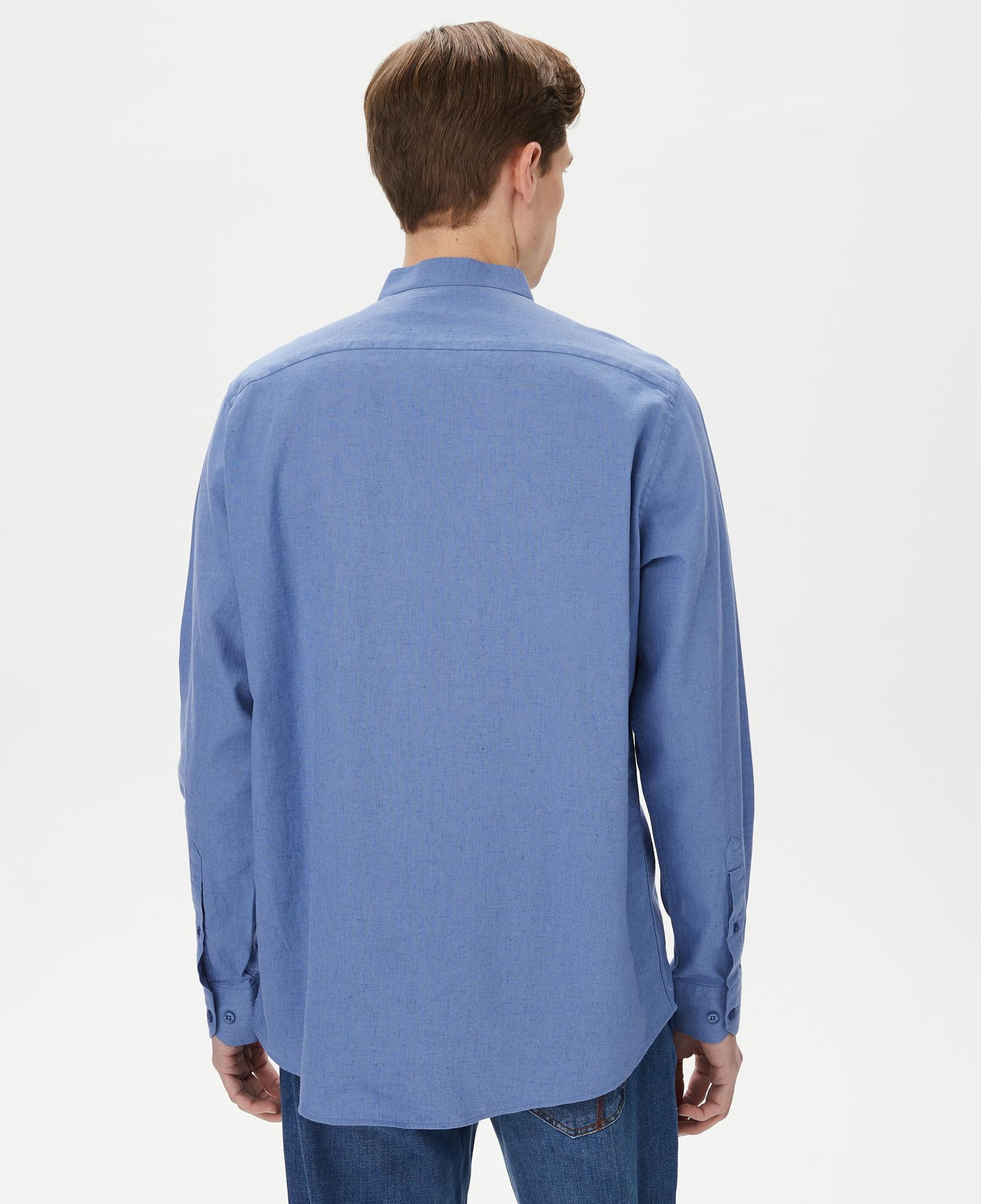 Nautica Erkek Mavi Classic Fit Keten Gömlek
