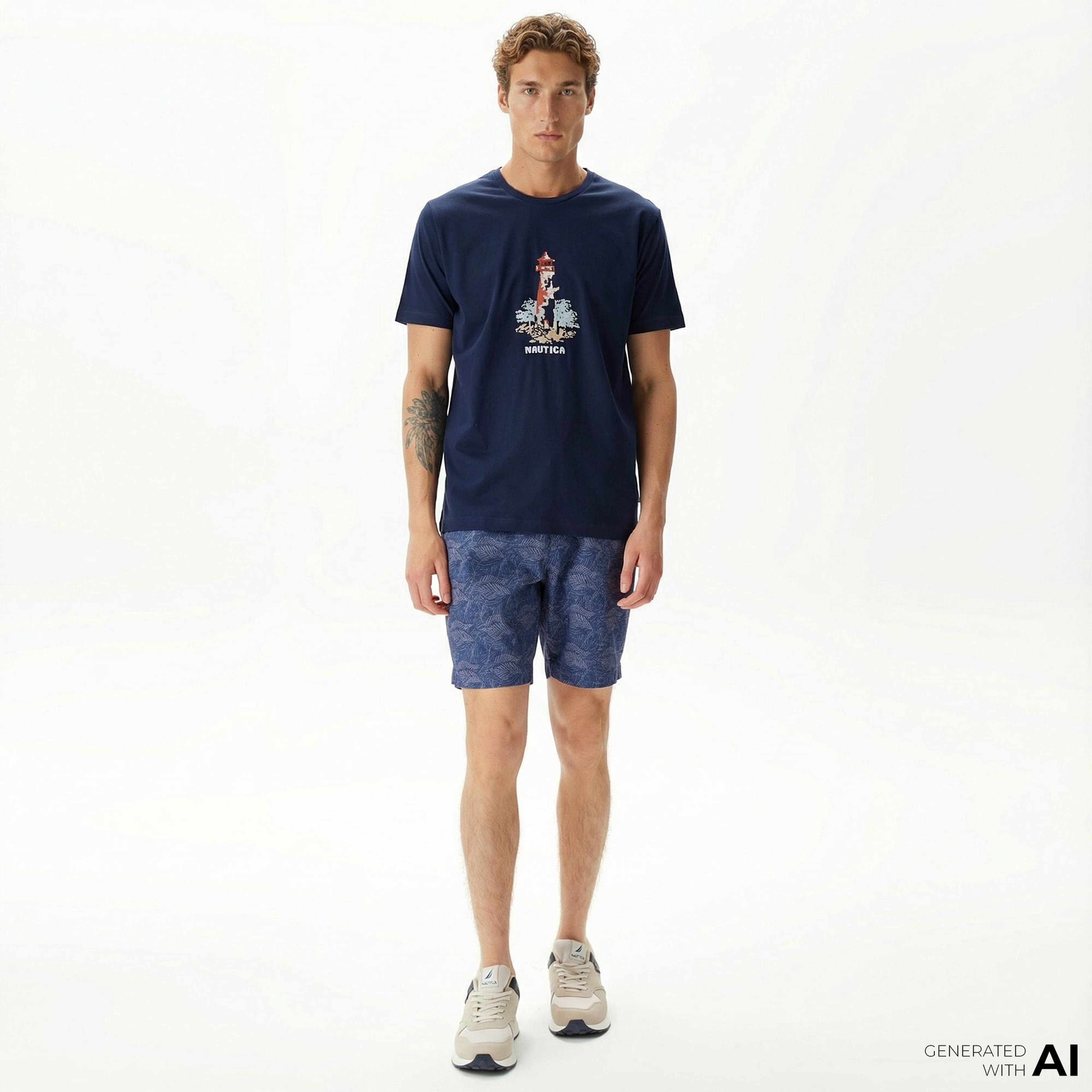 Nautica Erkek Lacivert Keten Bermuda
