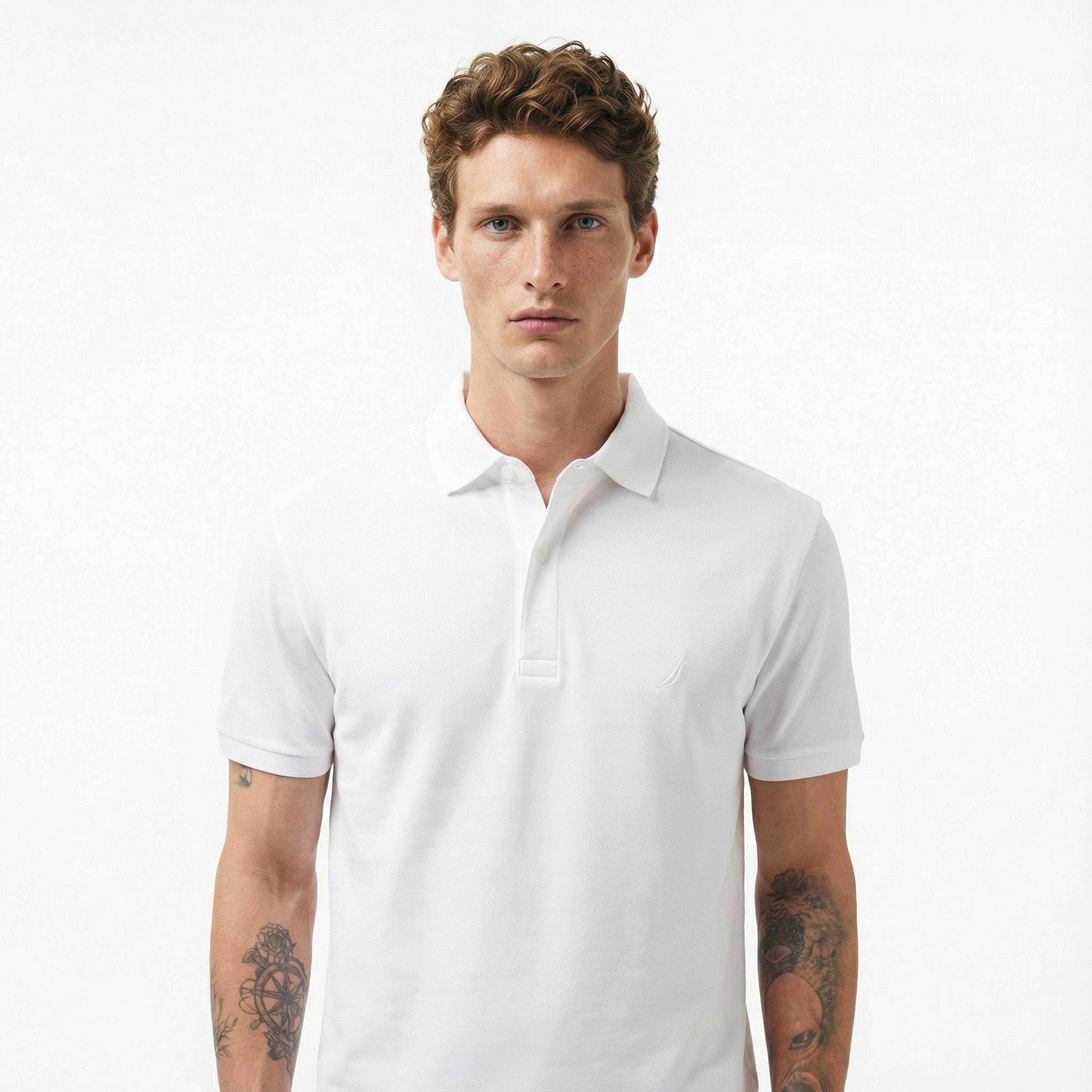 Nautica Erkek Beyaz Slim Fit Kısa Kollu Polo Yaka T-Shirt