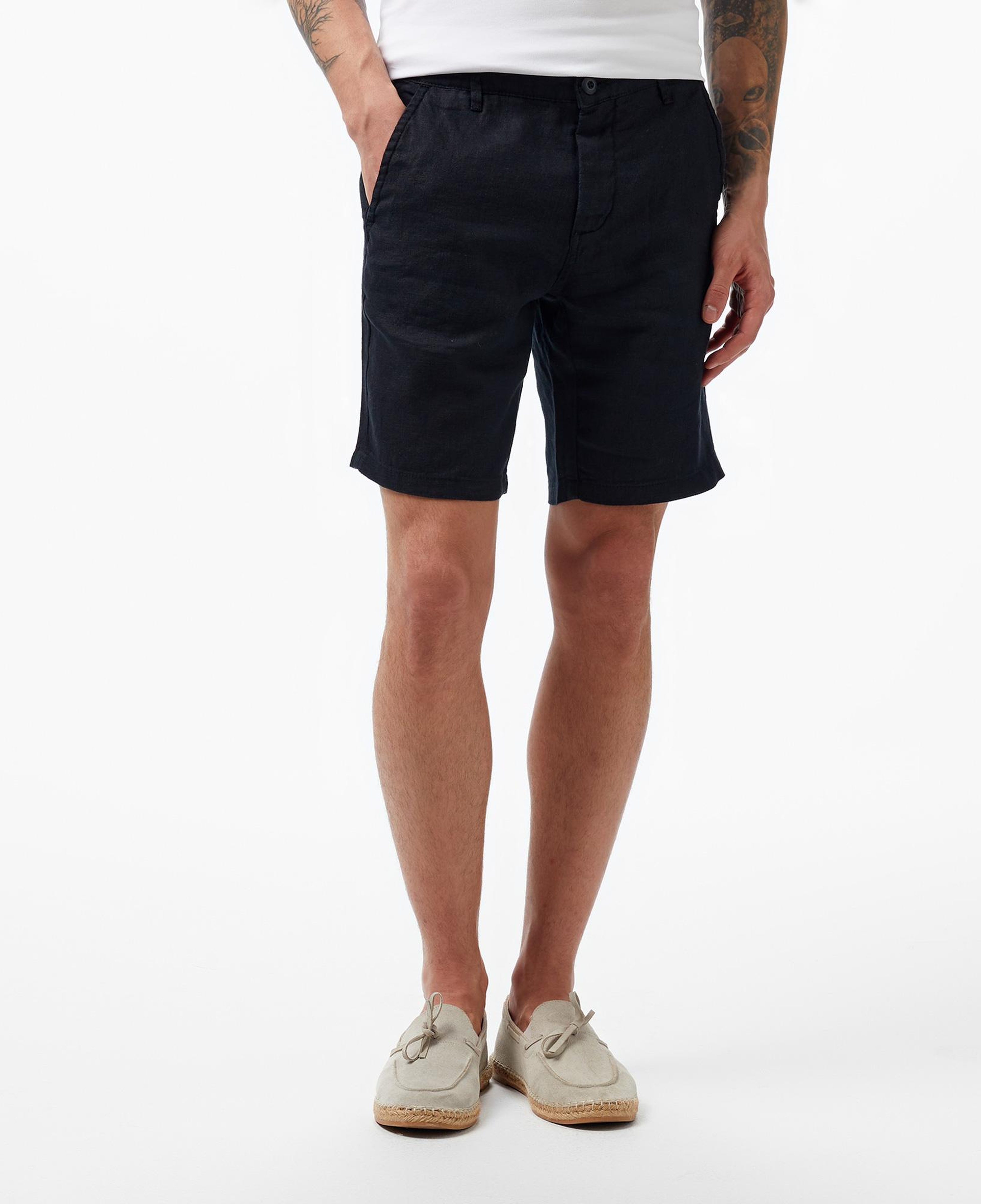 Nautica Erkek Siyah Slim Fit Keten Şort