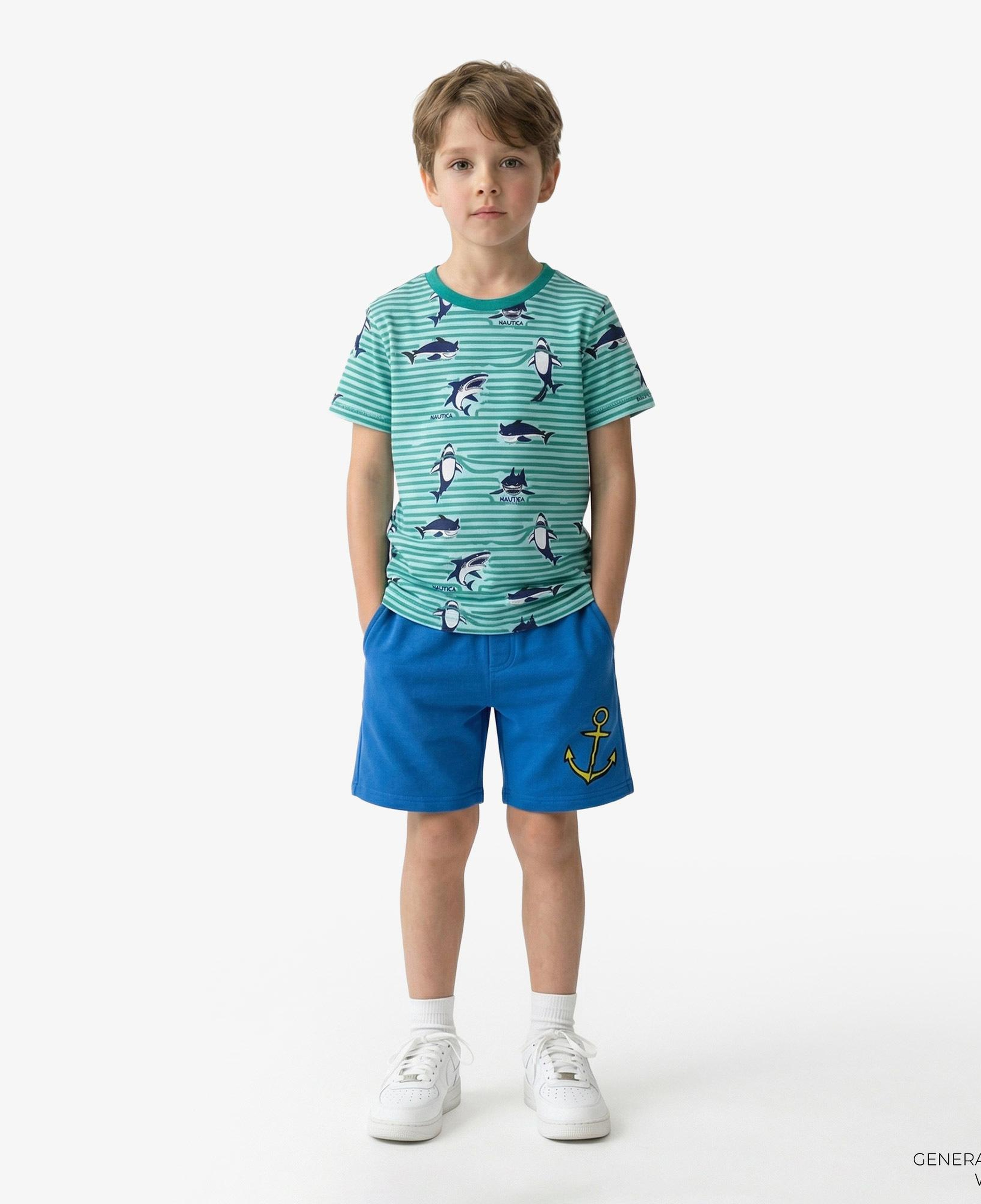 Nautica Erkek Çocuk Yeşil Regular Fit Baskılı T-Shirt