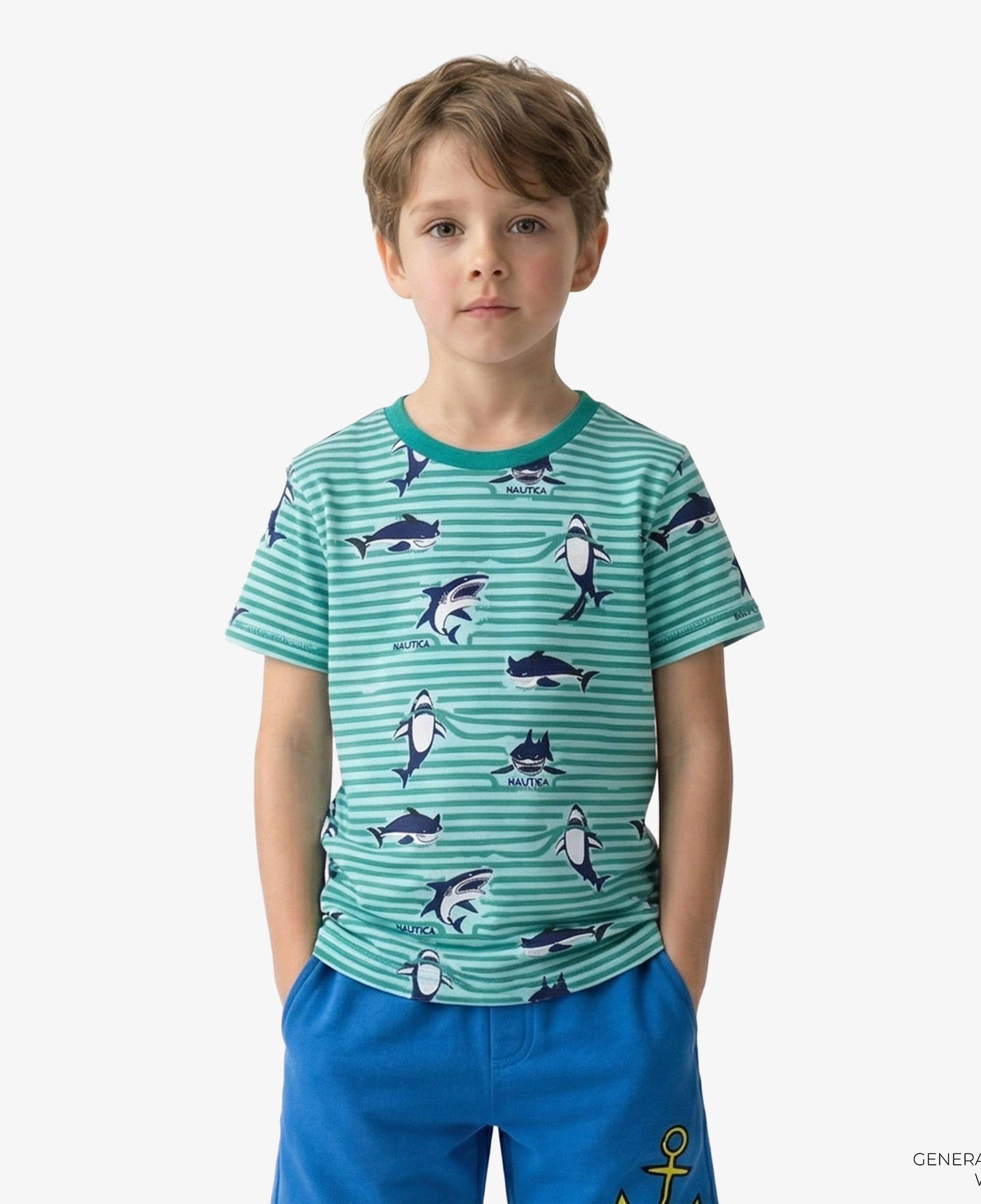 Nautica Erkek Çocuk Yeşil Regular Fit Baskılı T-Shirt