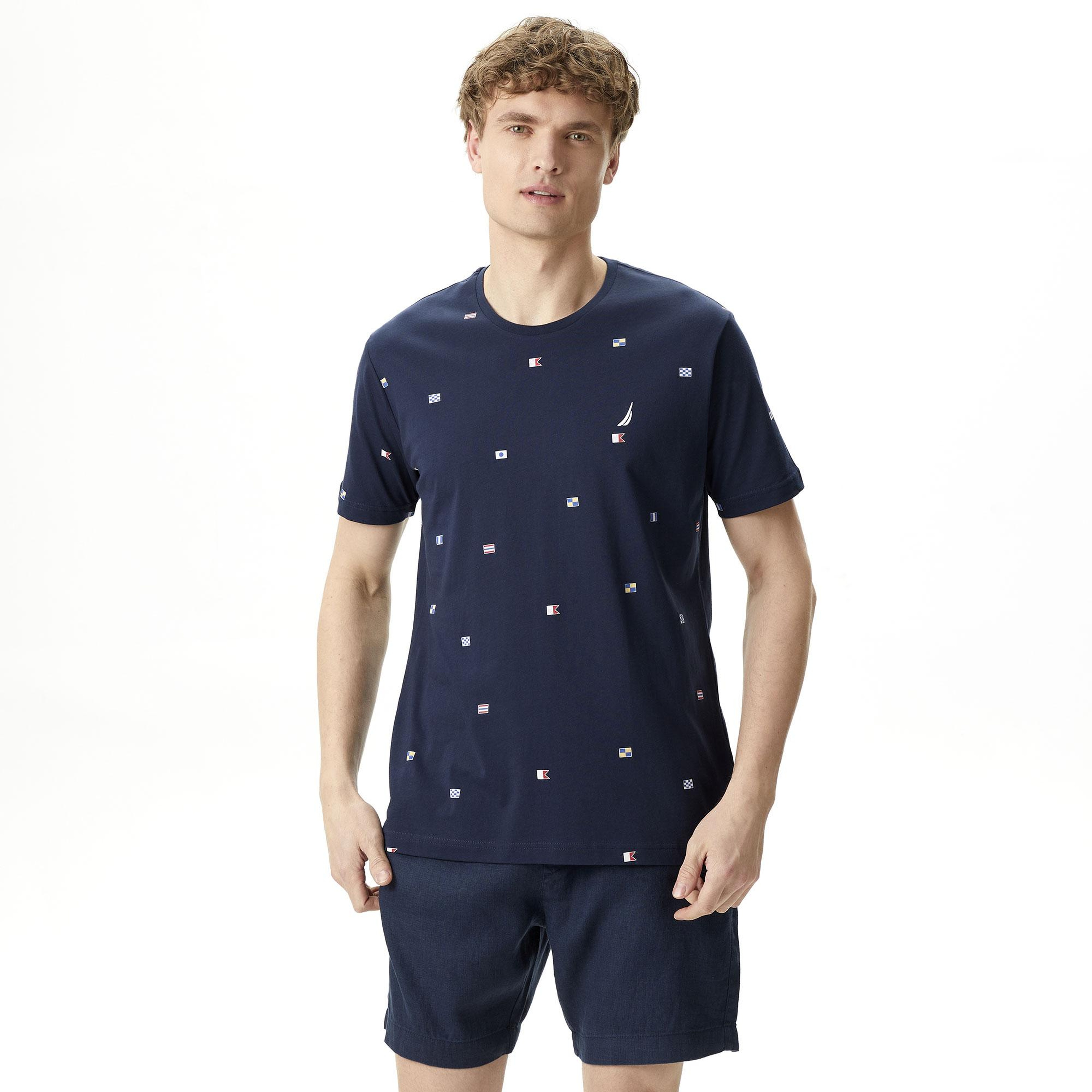 Nautica Erkek Lacivert Standart Fit T-Shirt
