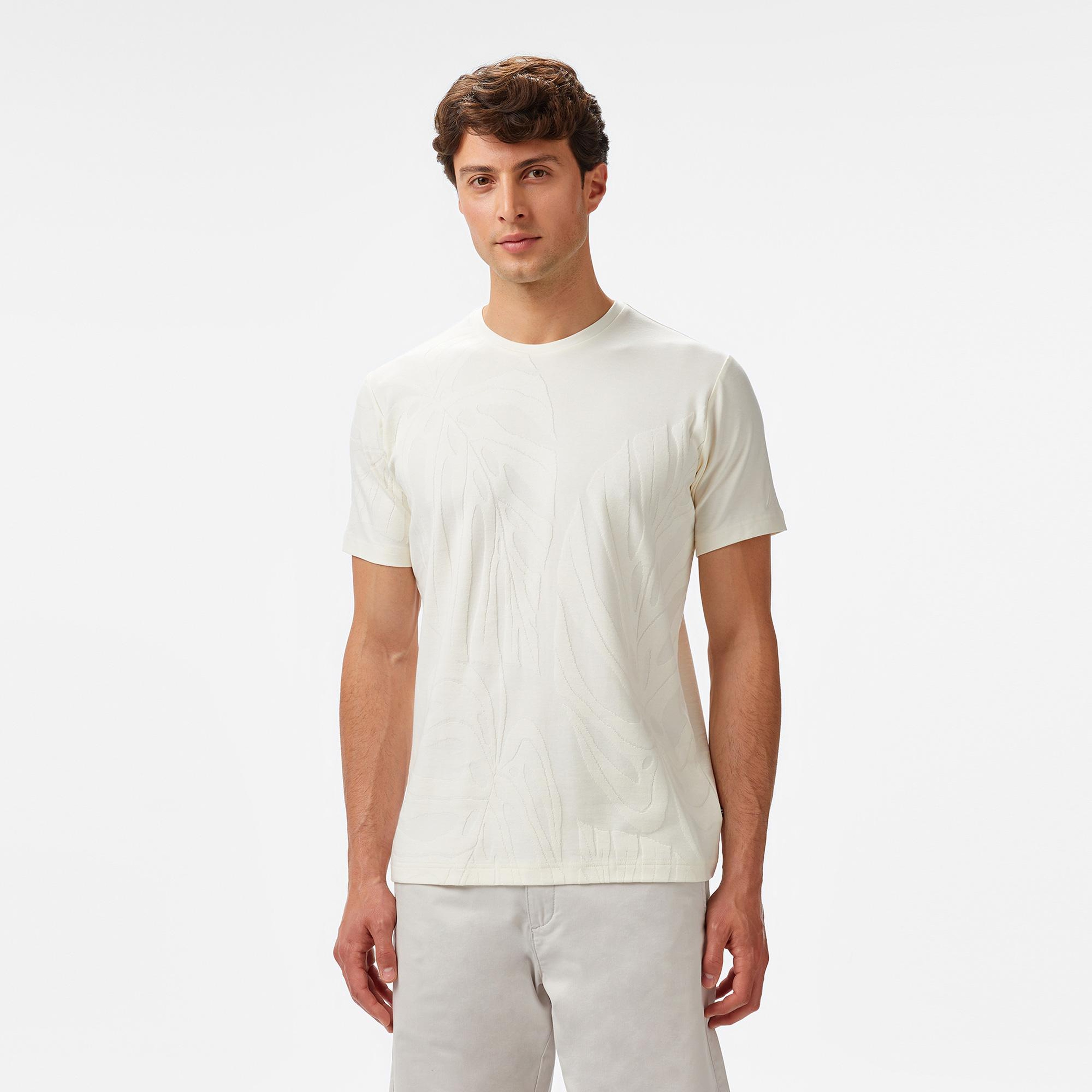 Nautica Erkek Krem Rengi Regular Fit Desenli T-Shirt
