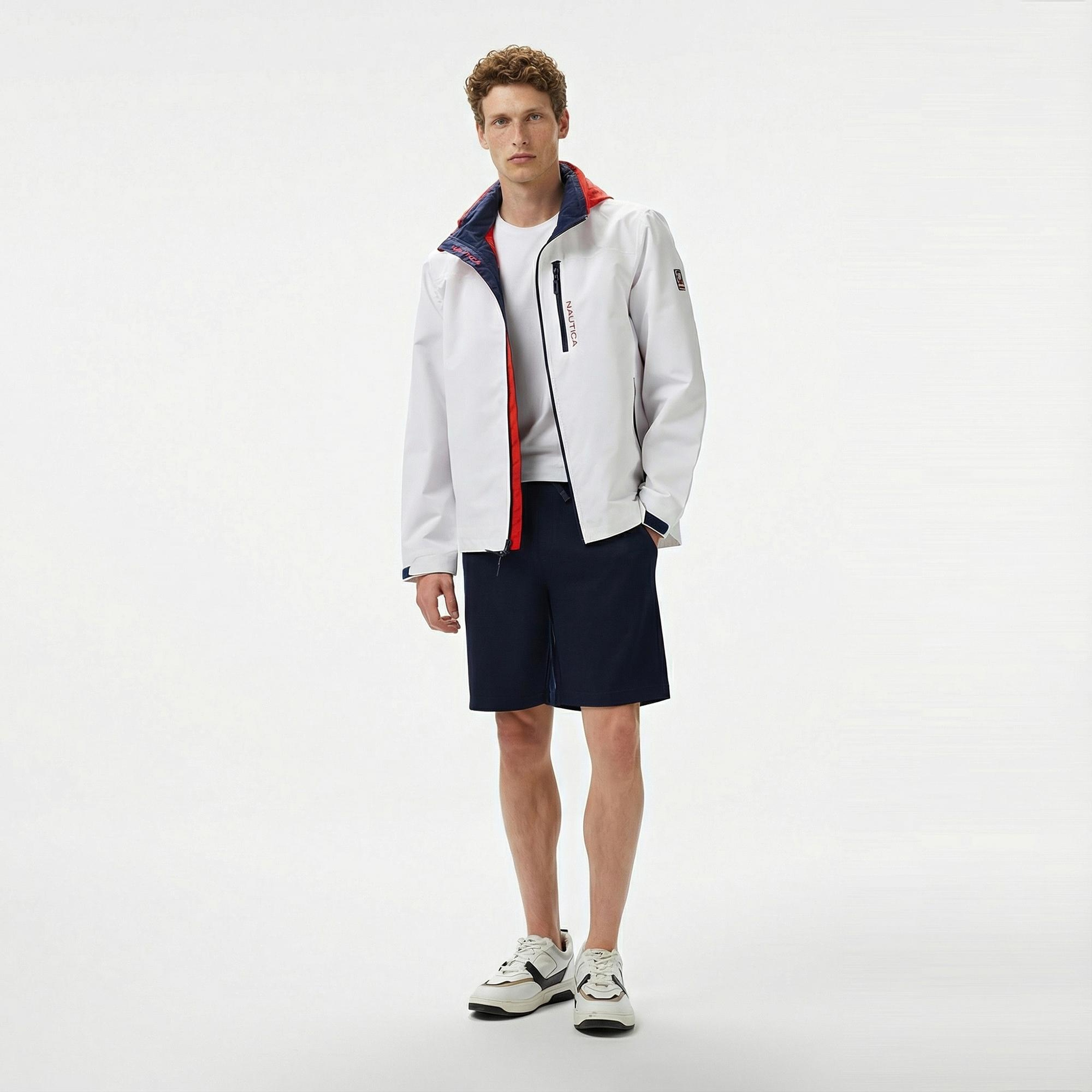 Nautica Erkek Beyaz Regular Fit Dik Yaka Mont