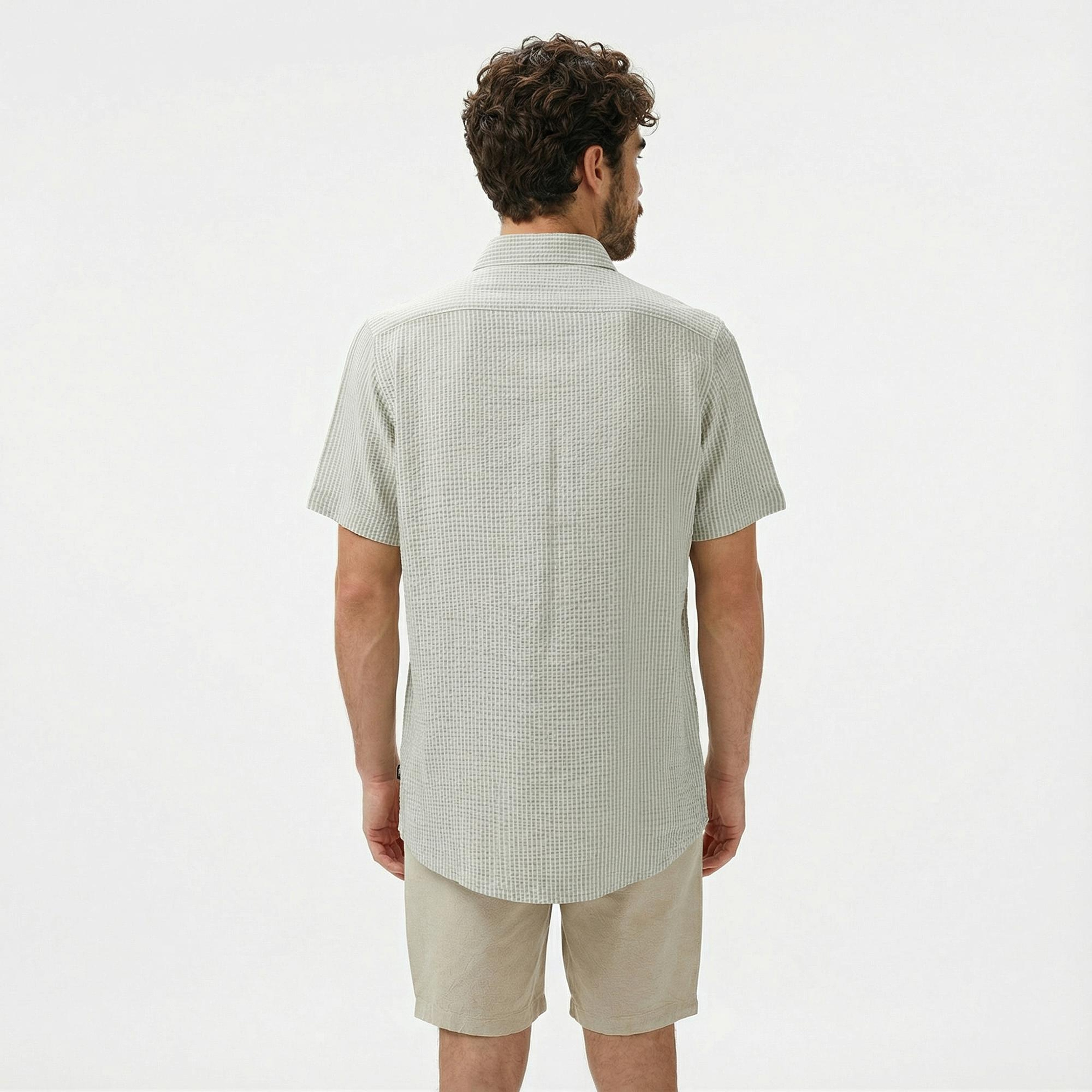 Nautica Erkek Yeşil Classic Fit Çizgili Gömlek