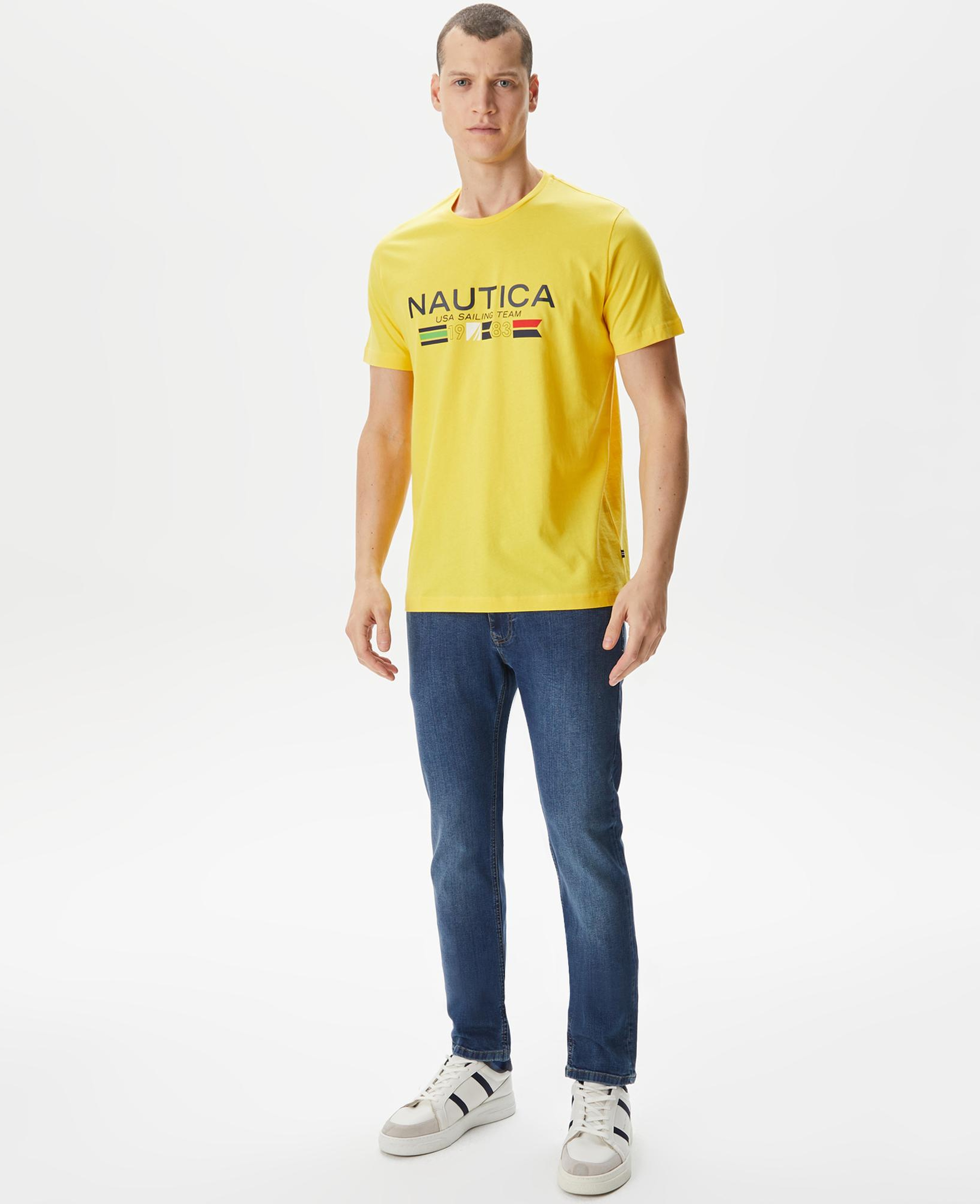 Nautica Erkek Sarı Standart Fit T-Shirt