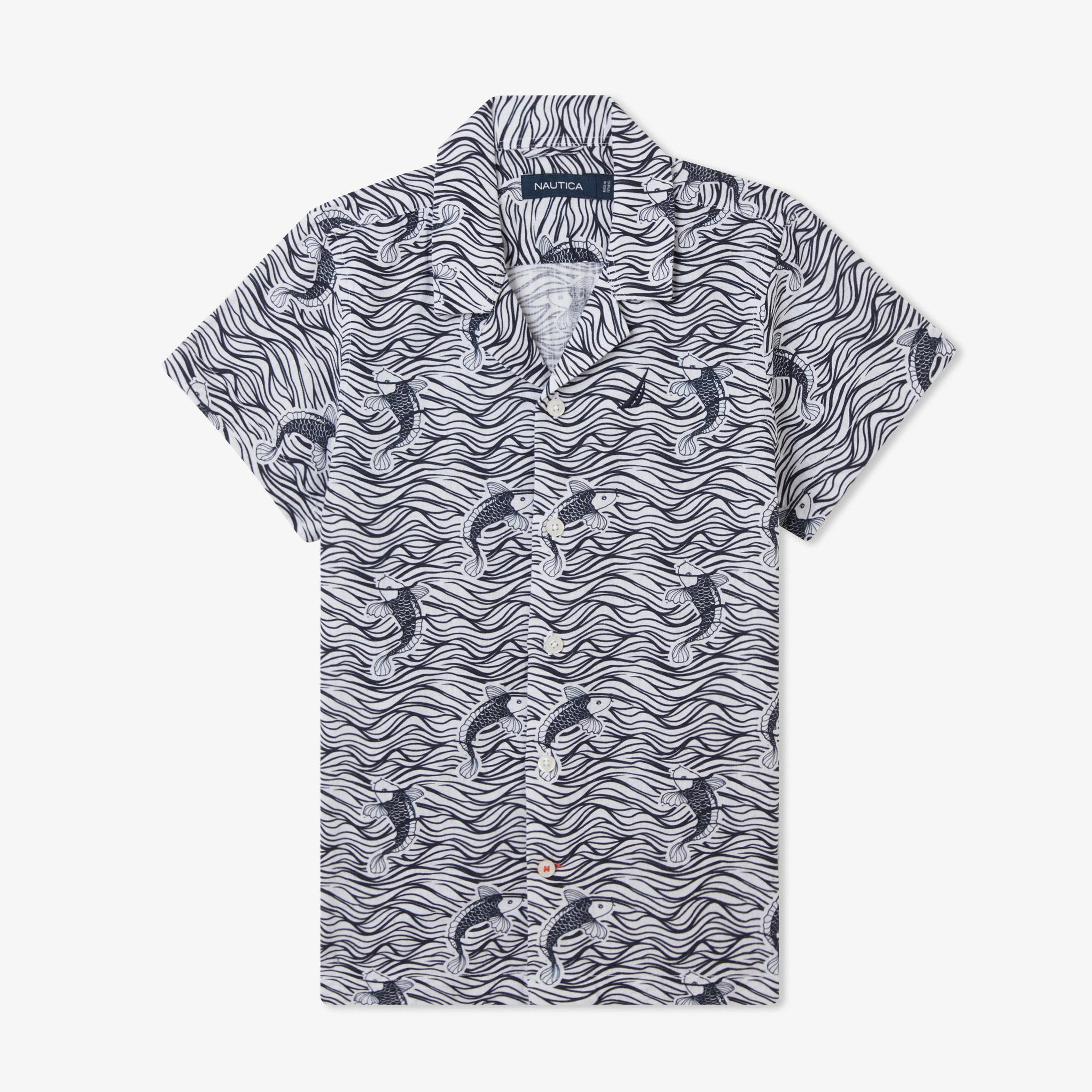 Nautica Erkek Çocuk Siyah Classic Fit Desenli Gömlek