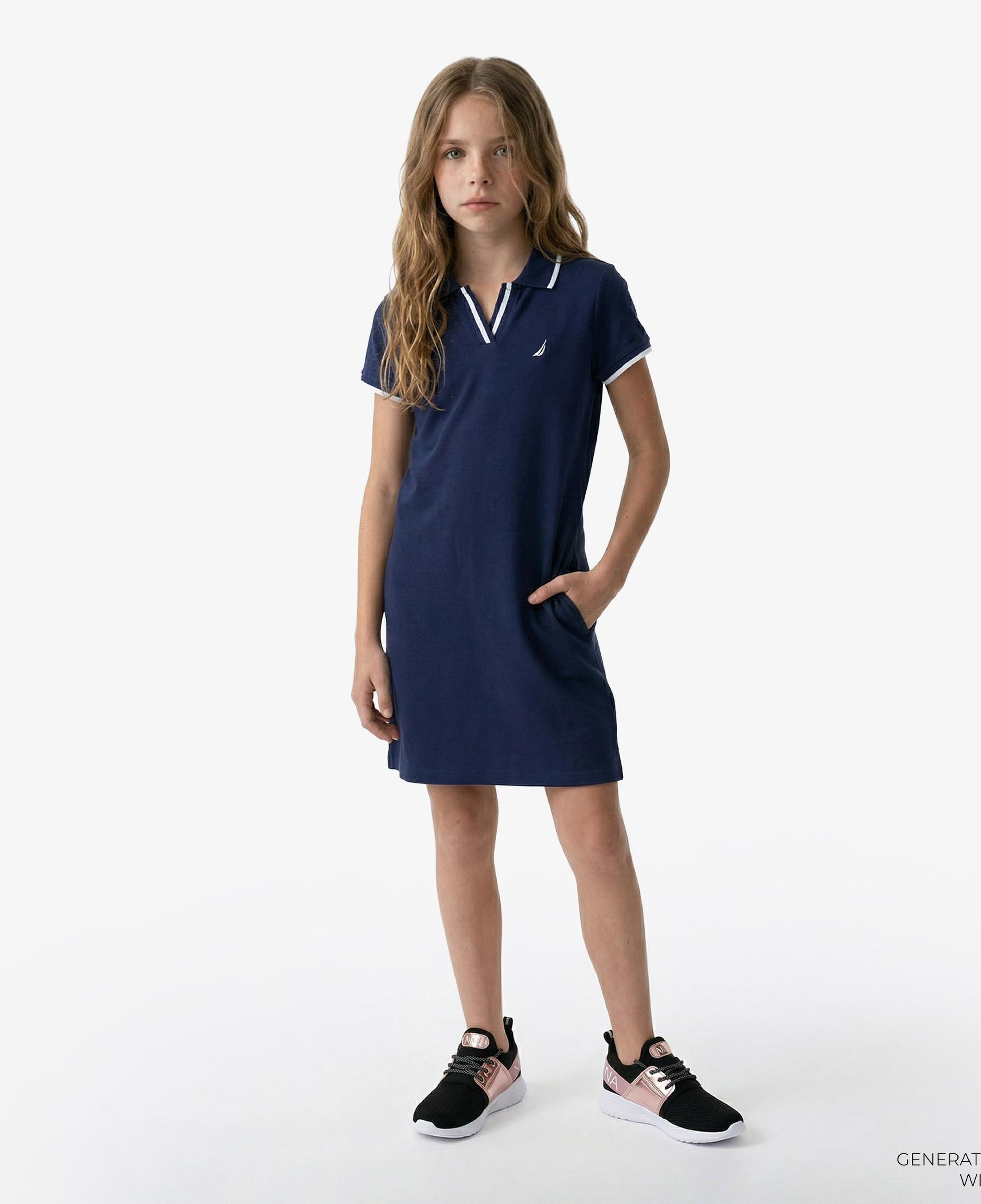 Nautica Kız Çocuk Lacivert Standart Fit Elbise
