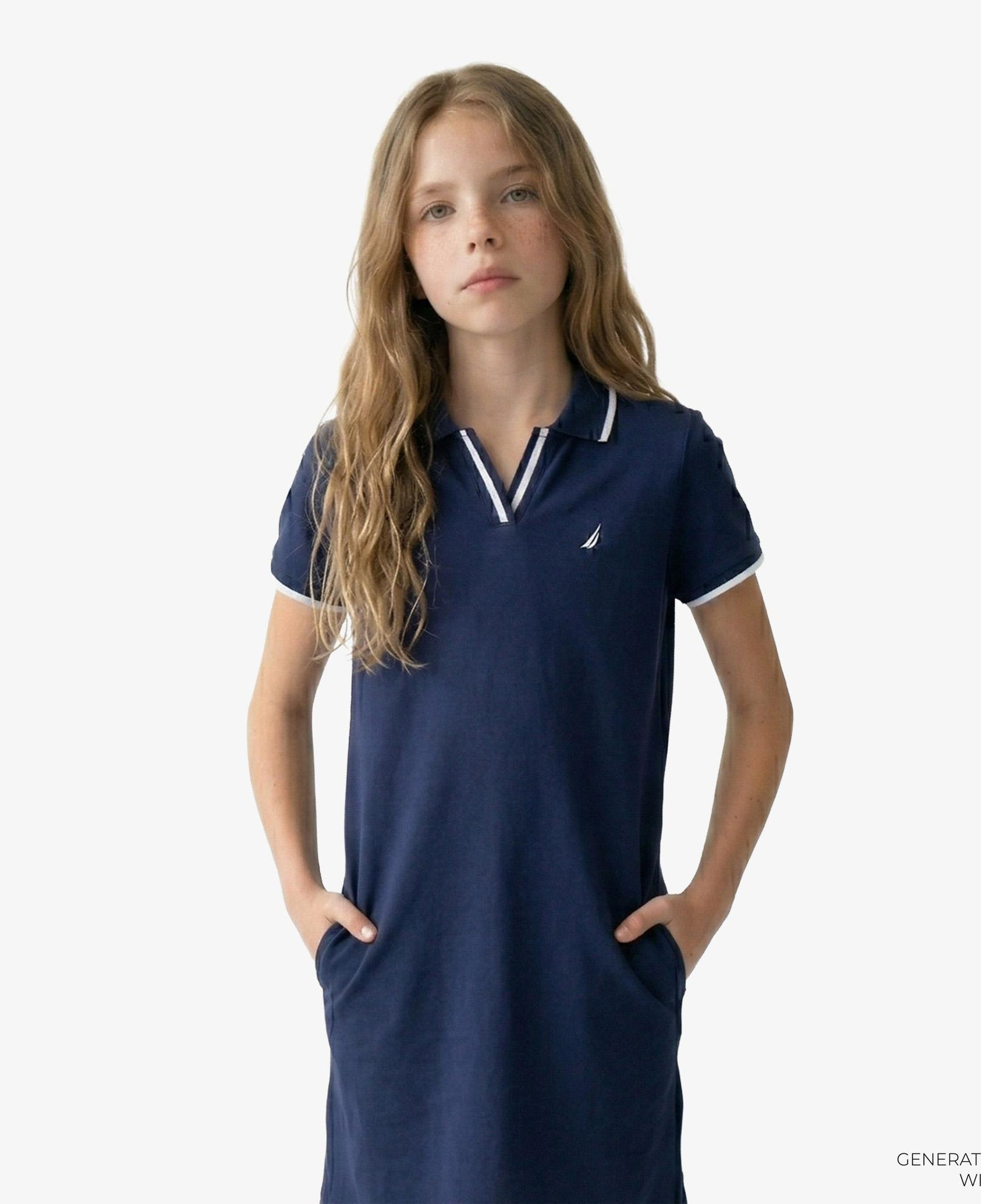 Nautica Kız Çocuk Lacivert Standart Fit Elbise